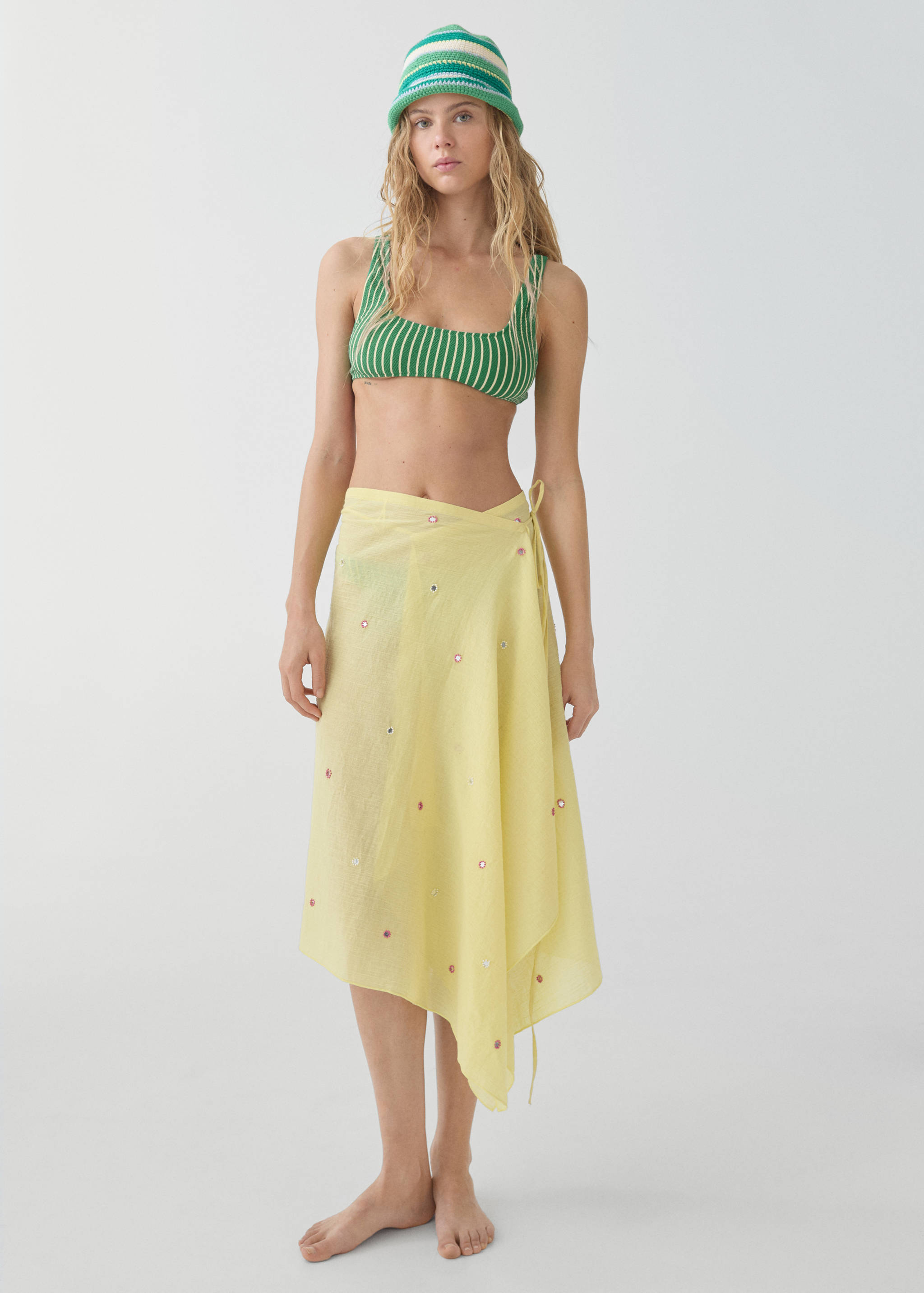 Striped textured bikini top - General plane