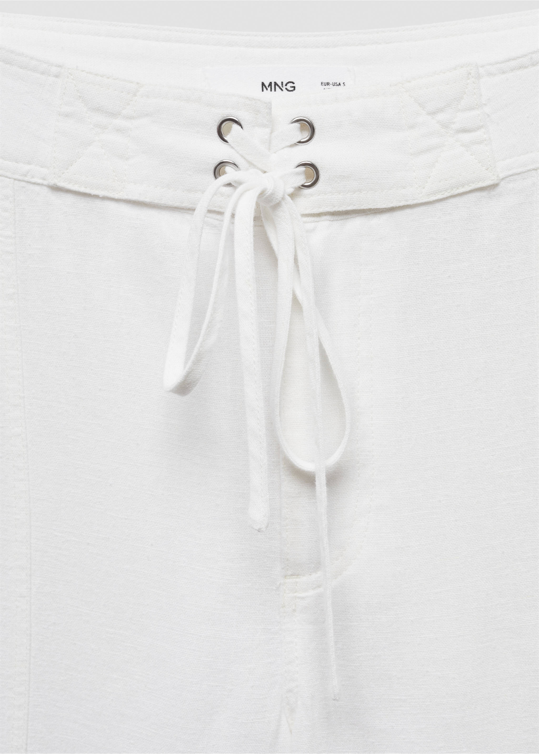 Bow linen trousers - Details of the article 8, Off White. Ref: 67019606-00.