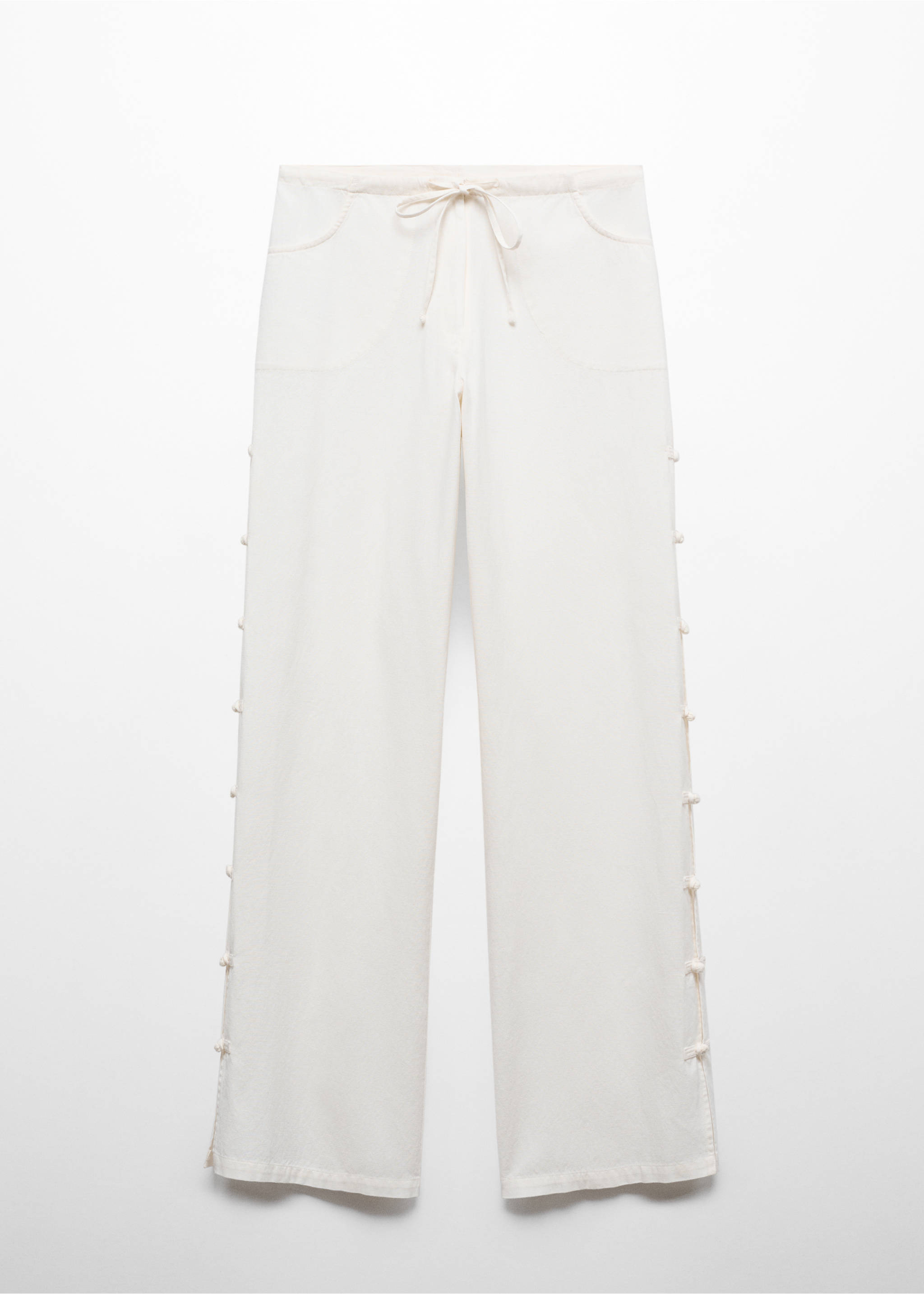 Wide leg trousers with buttons - Article without model, Ecru. Ref: 67019607-00.