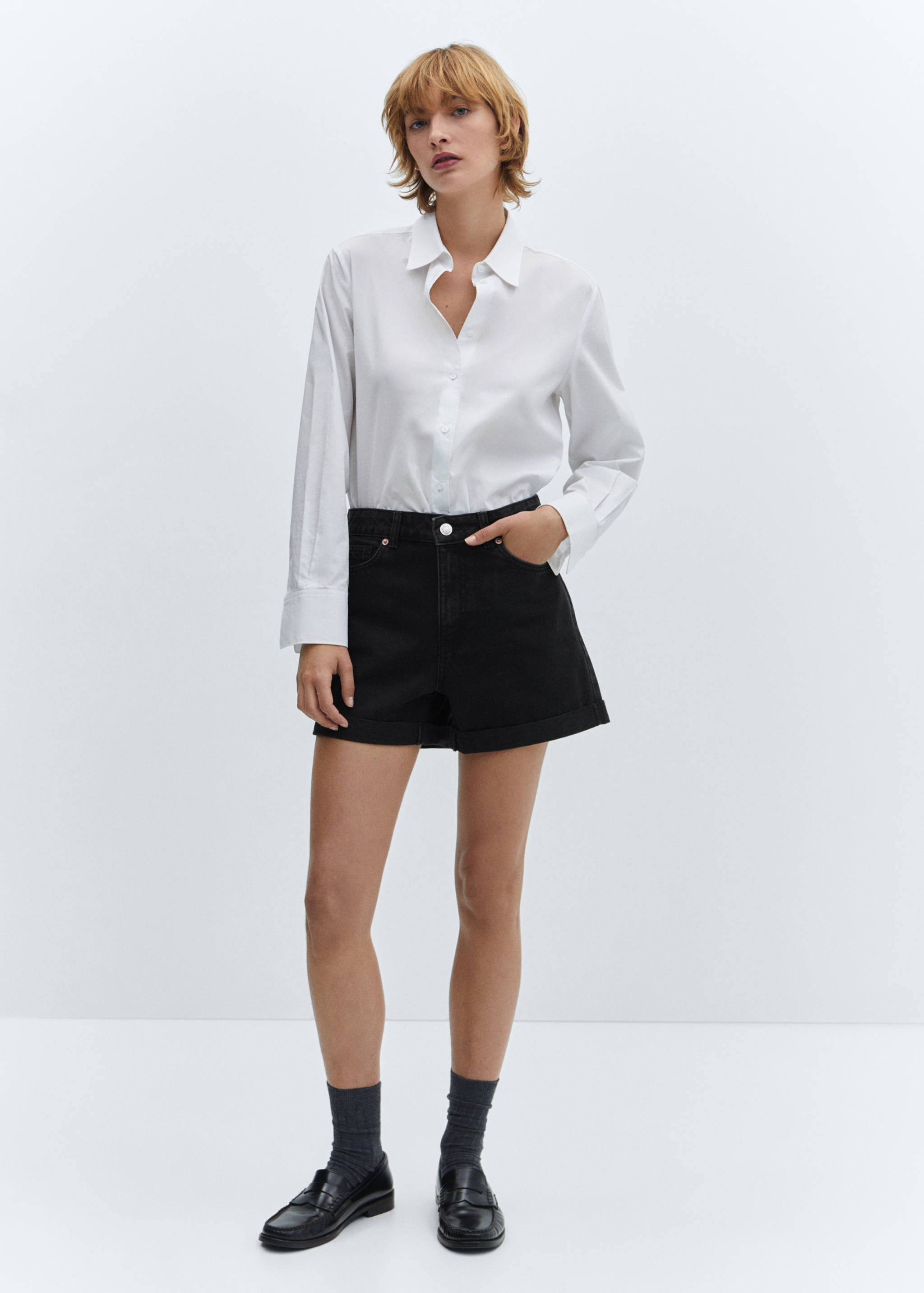 Mom-fit denim shorts - General plane
