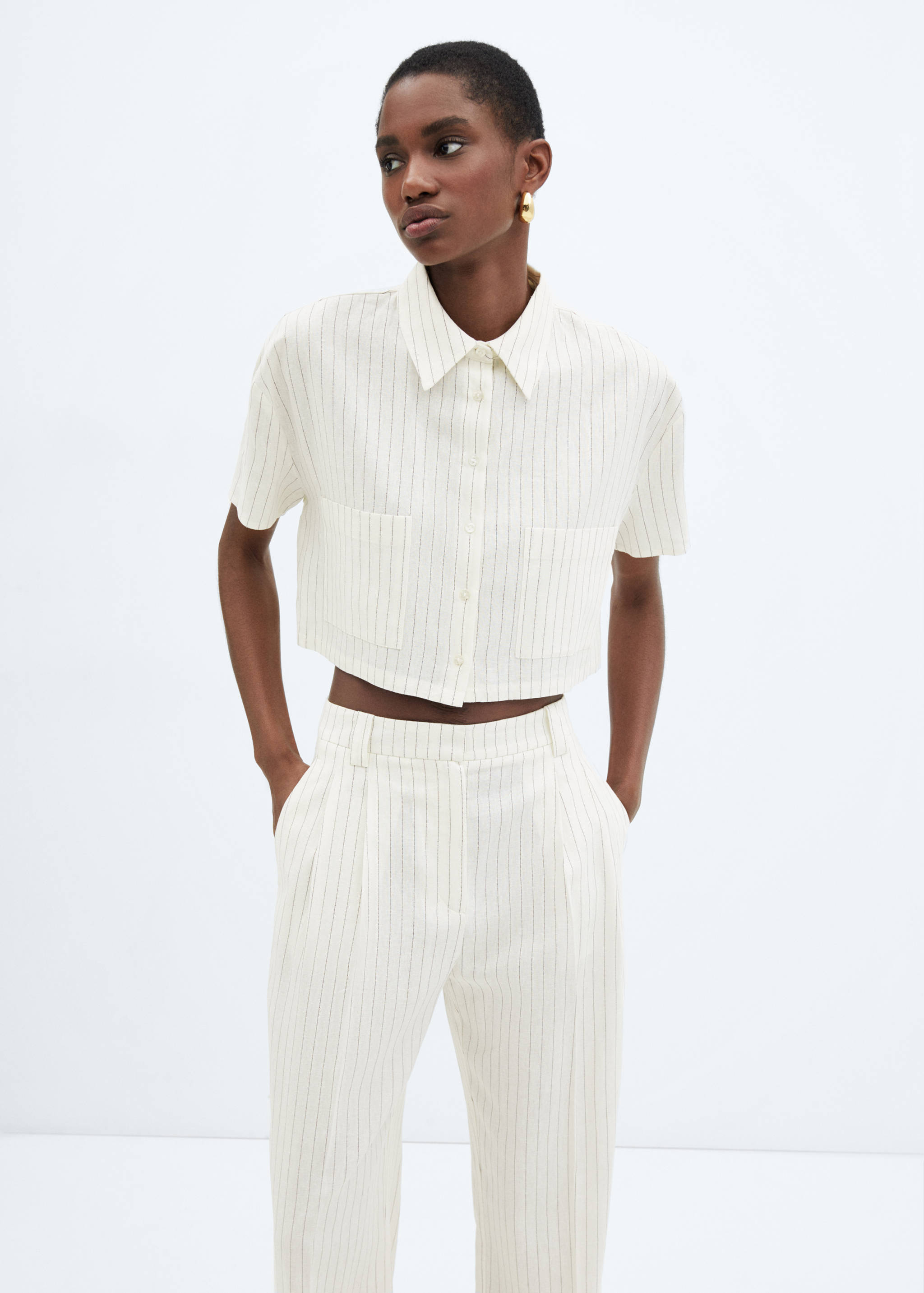 Cropped linen shirt - Medium plane