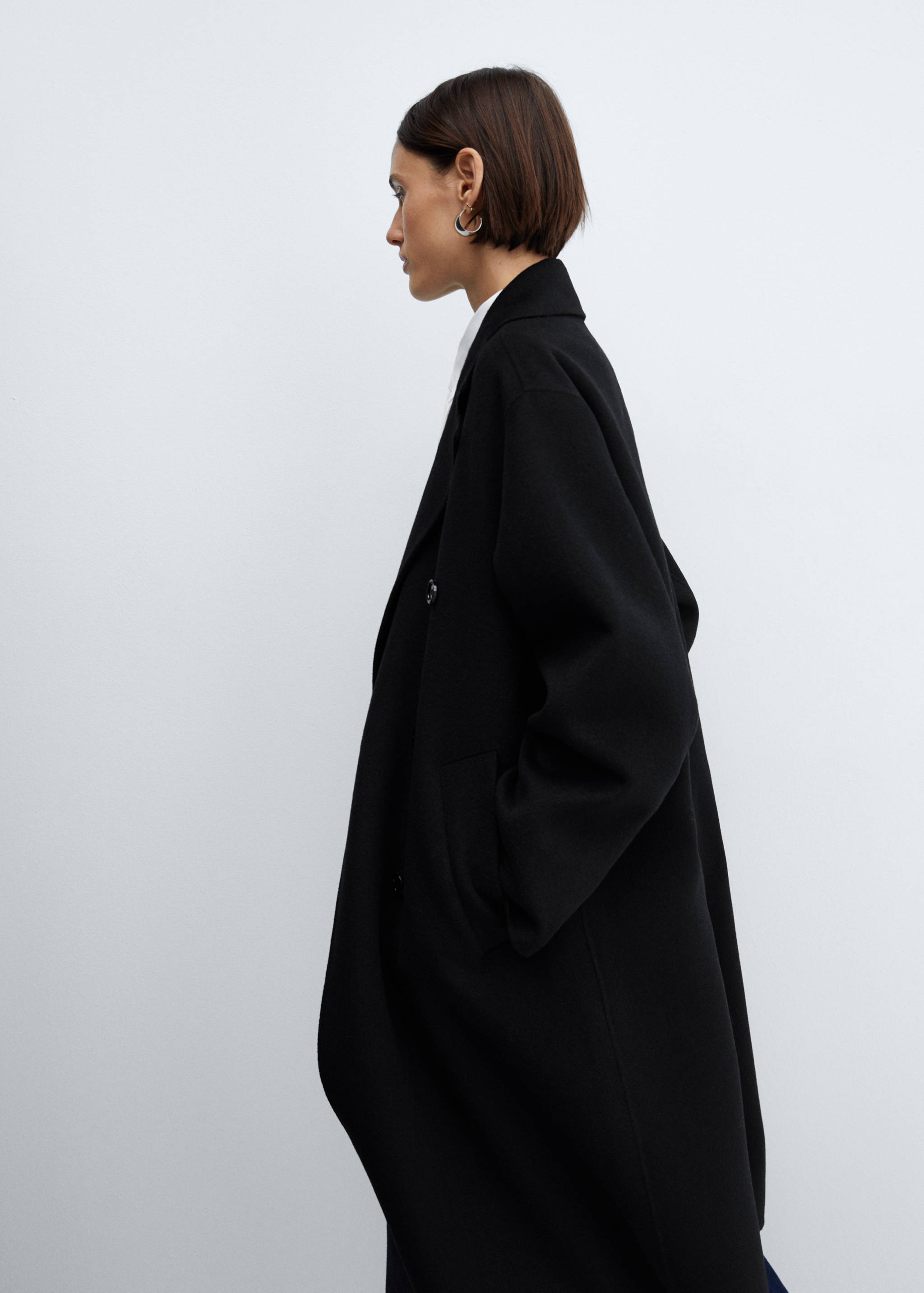 手工超大羊毛外套 - null