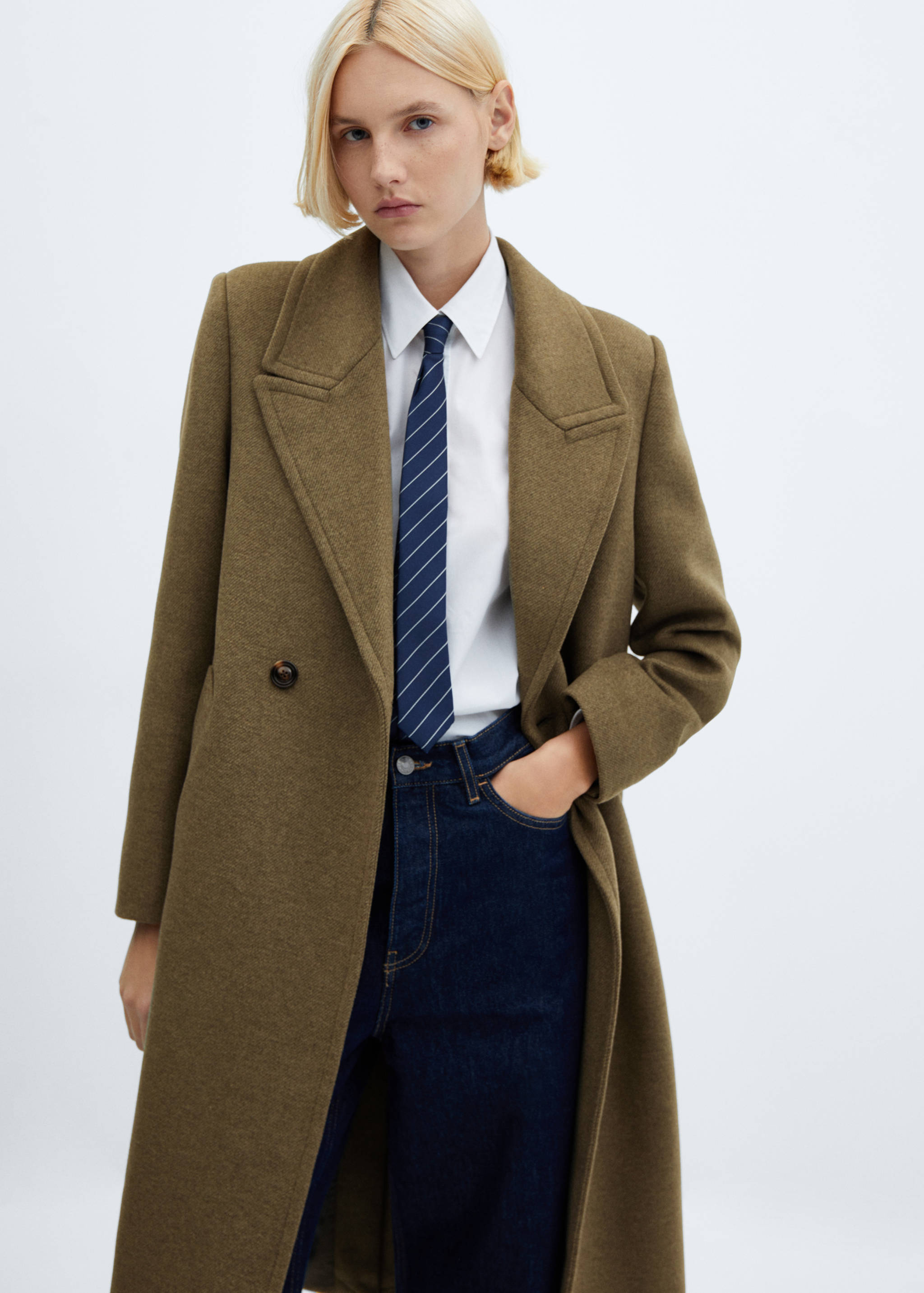 Wool coat with lapels - Medium plane