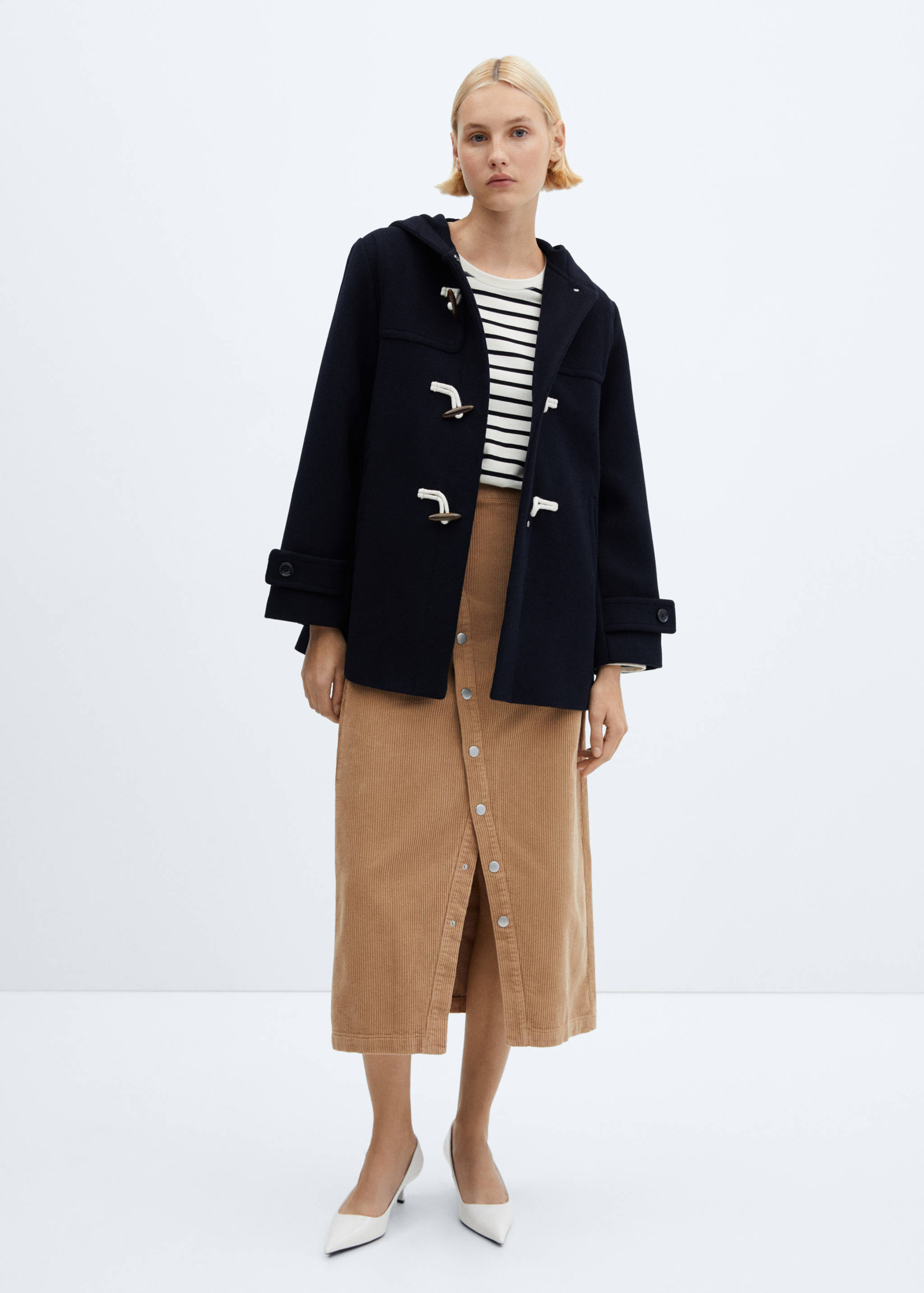 连帽羊毛大衣 - null