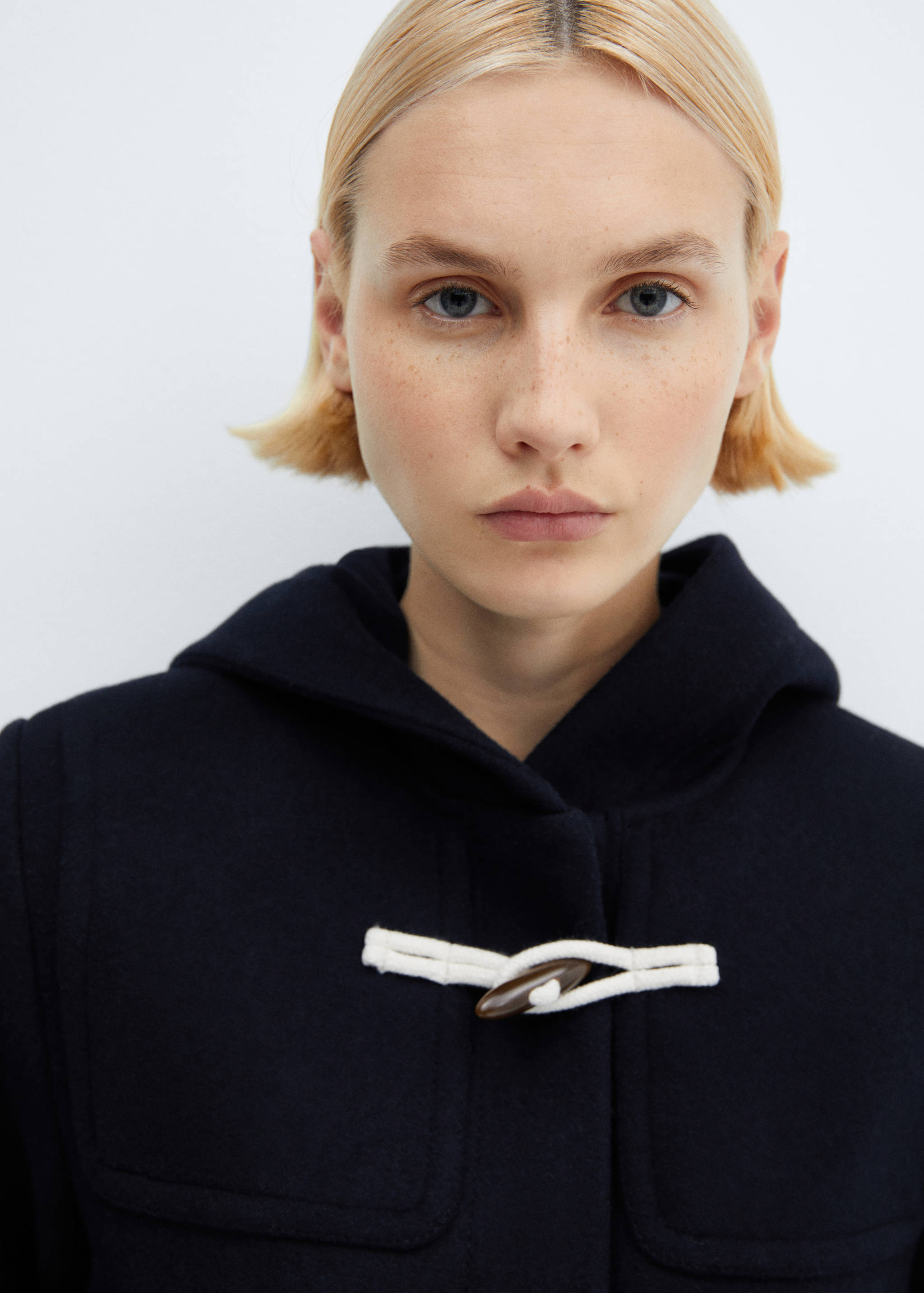 连帽羊毛大衣 - null