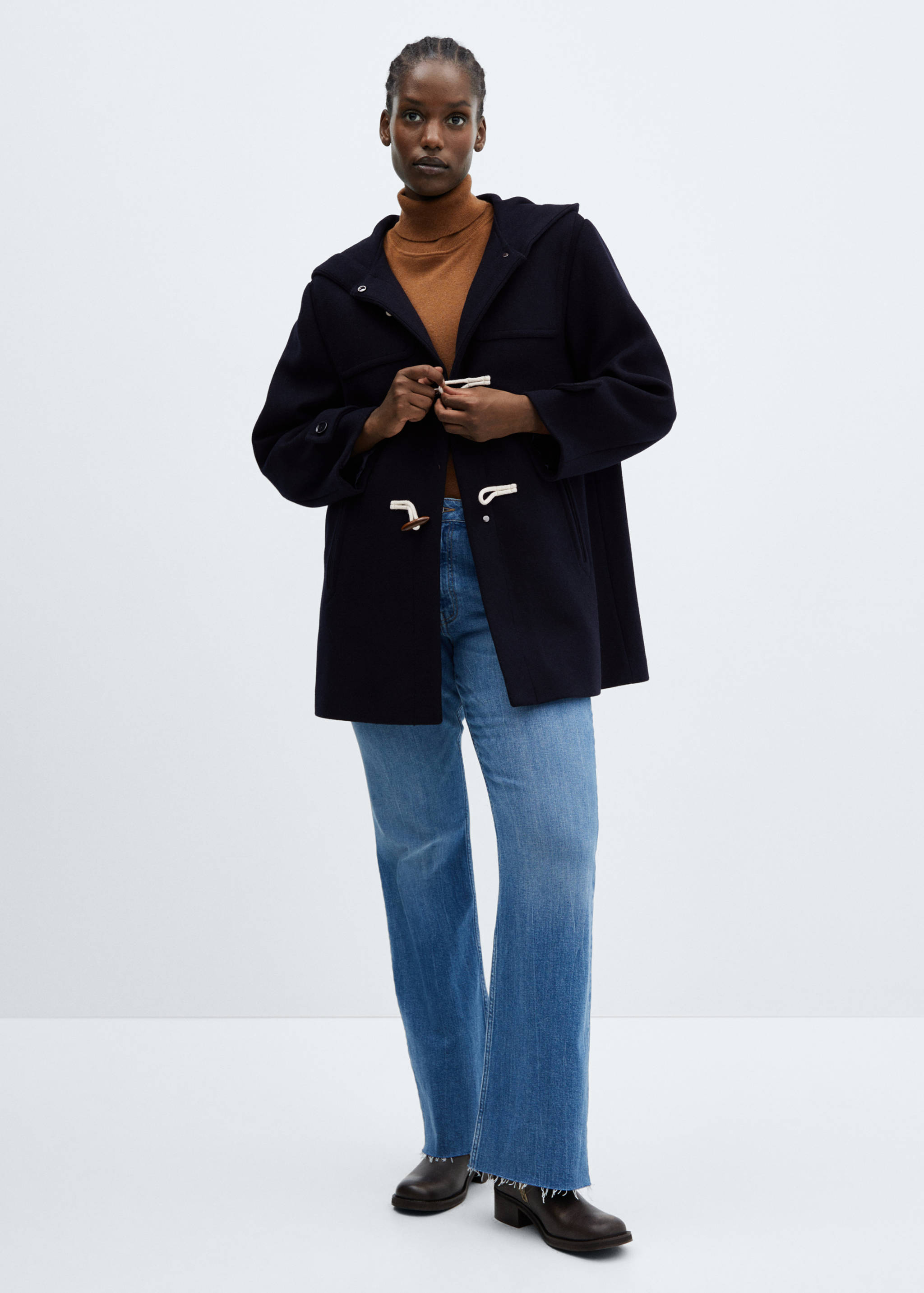 连帽羊毛大衣 - null