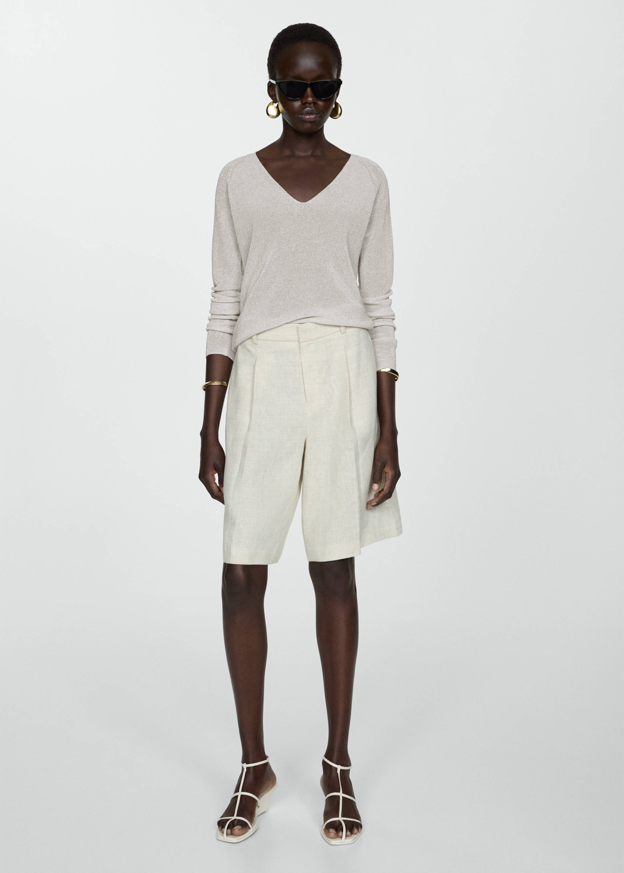 Lurex-Pullover mit V-Ausschnitt - Allgemeine Ansicht