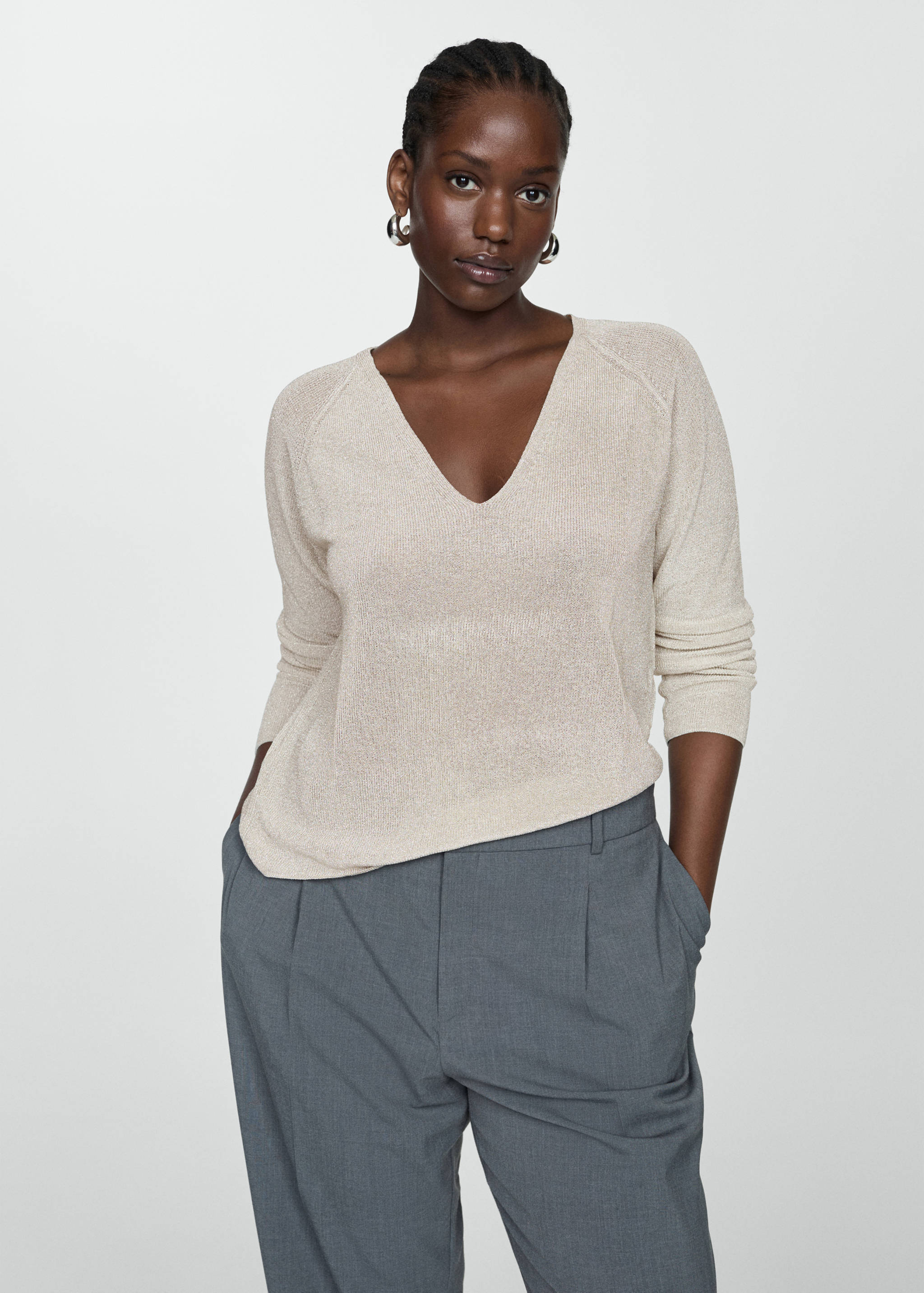 Lurex-Pullover mit V-Ausschnitt - Detail des Artikels 5