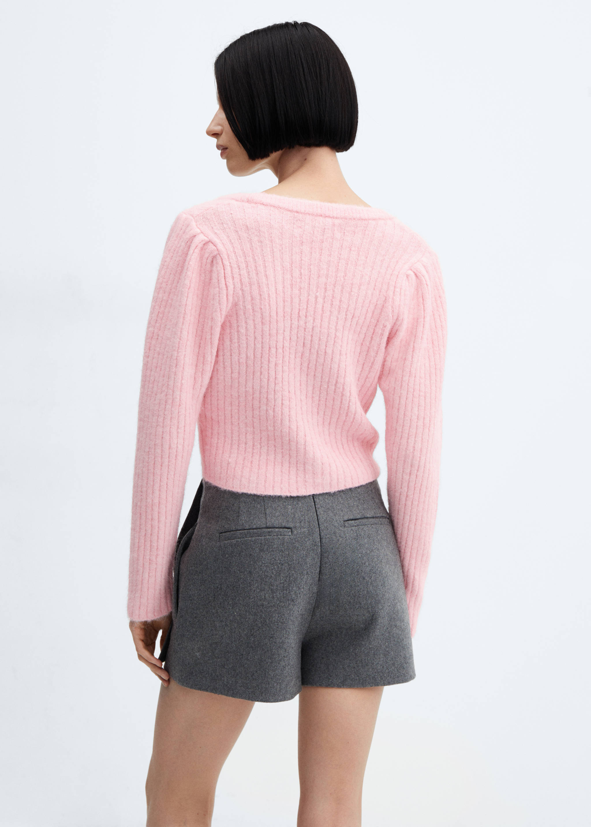 V-neck knitted cardigan - Reverse of the article