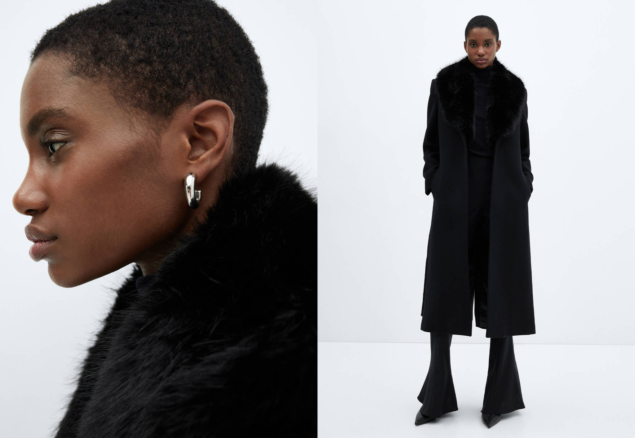 Manteco wool coat with detachable fur collar - Panoramic plane