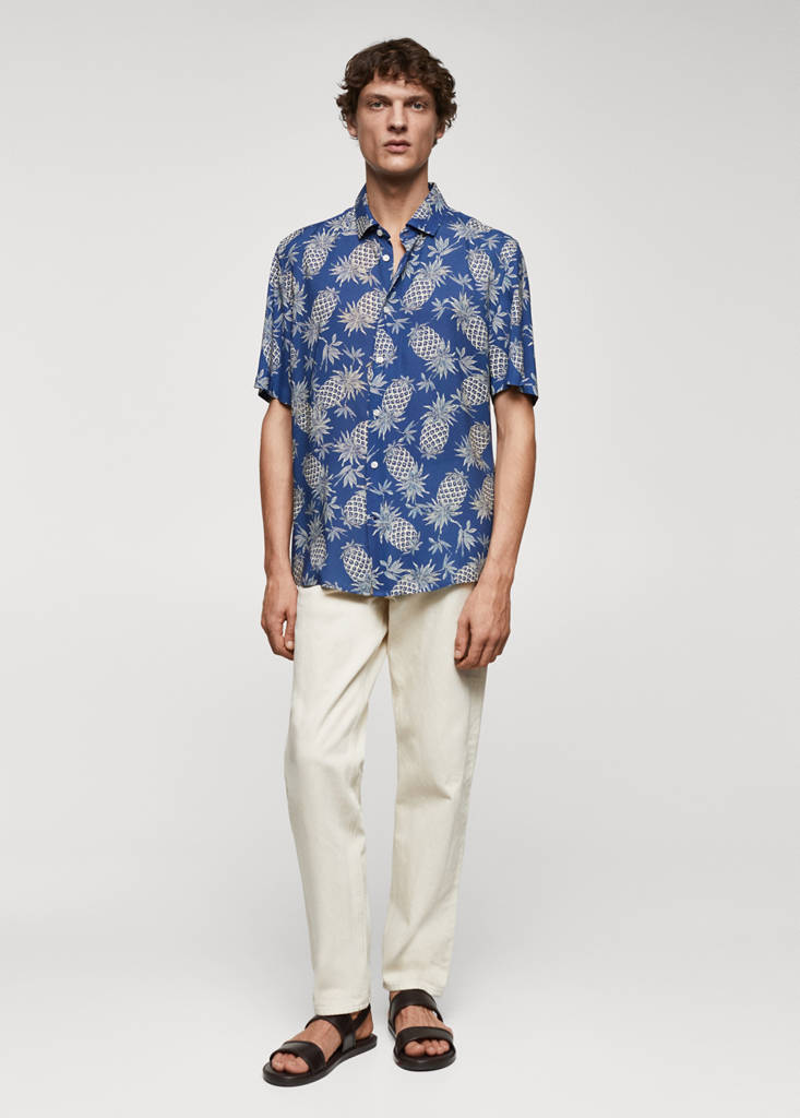 Regular-fit pineapple-print shirt — Blue