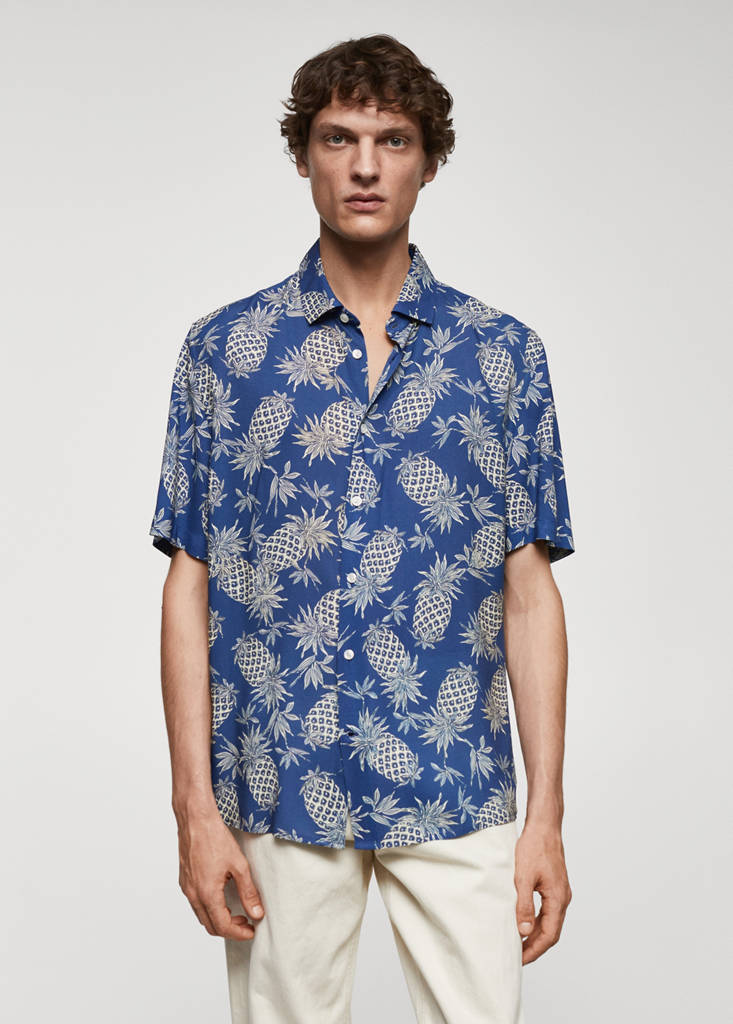 Regular-fit pineapple-print shirt — Blue