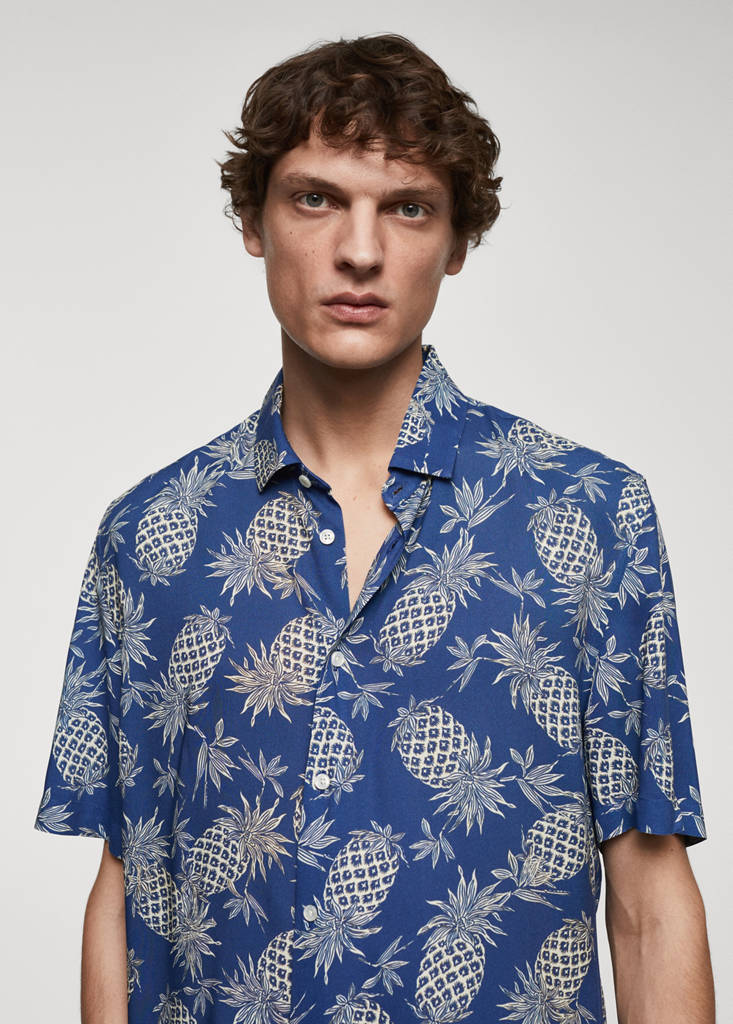 Regular-fit pineapple-print shirt — Blue