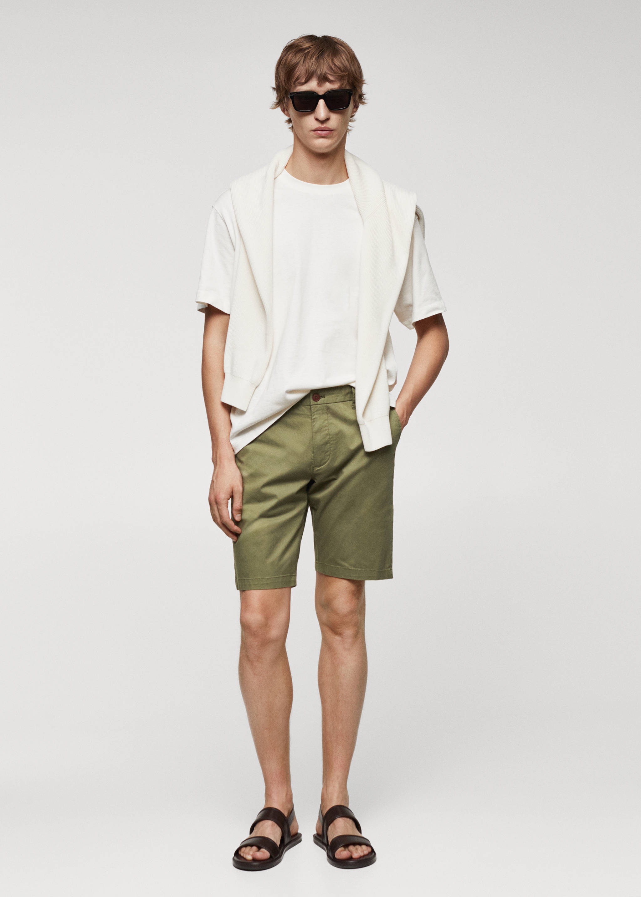 Slim-fit chino cotton bermuda shorts - General plane