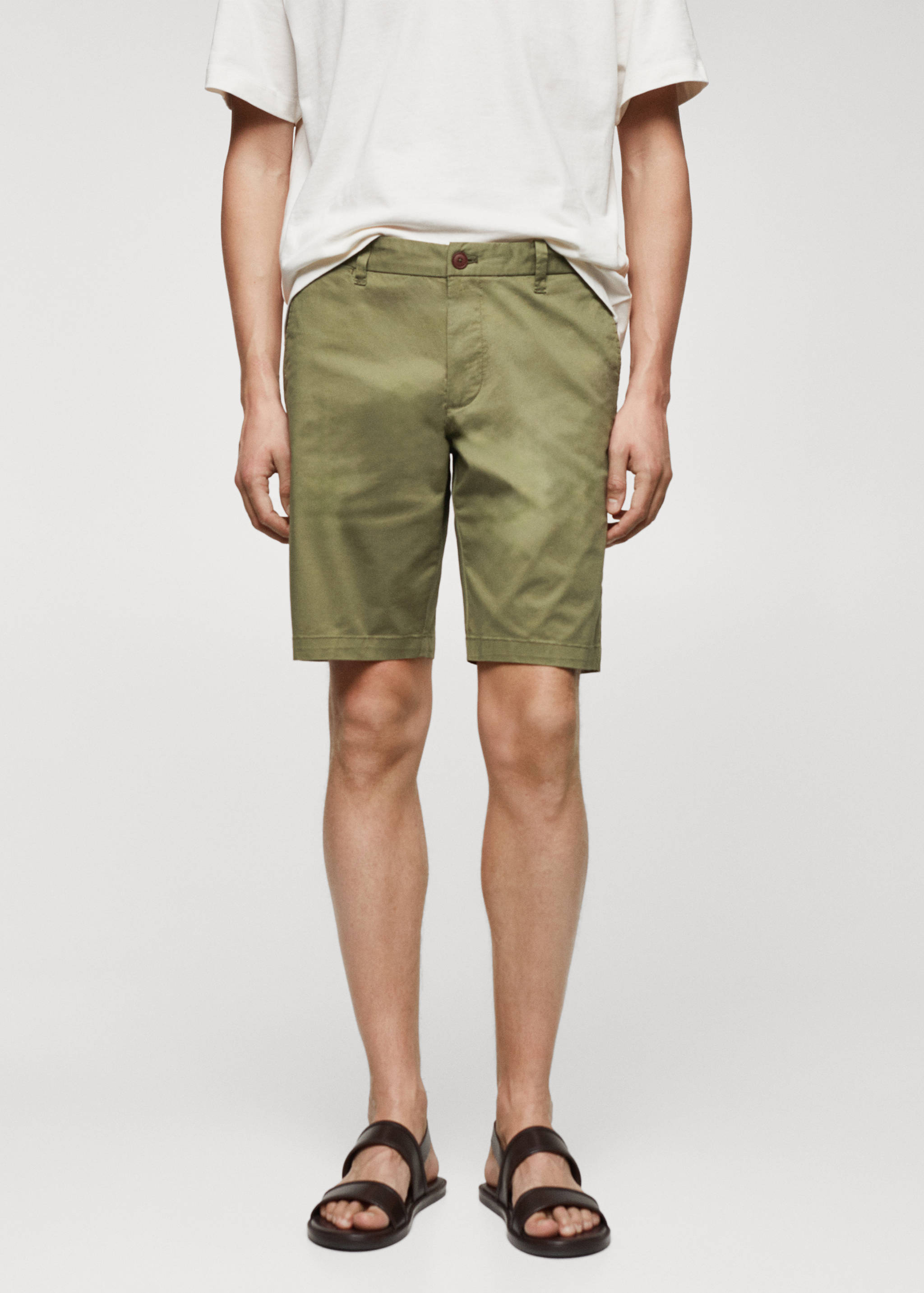 Slim-fit chino cotton bermuda shorts - Medium plane
