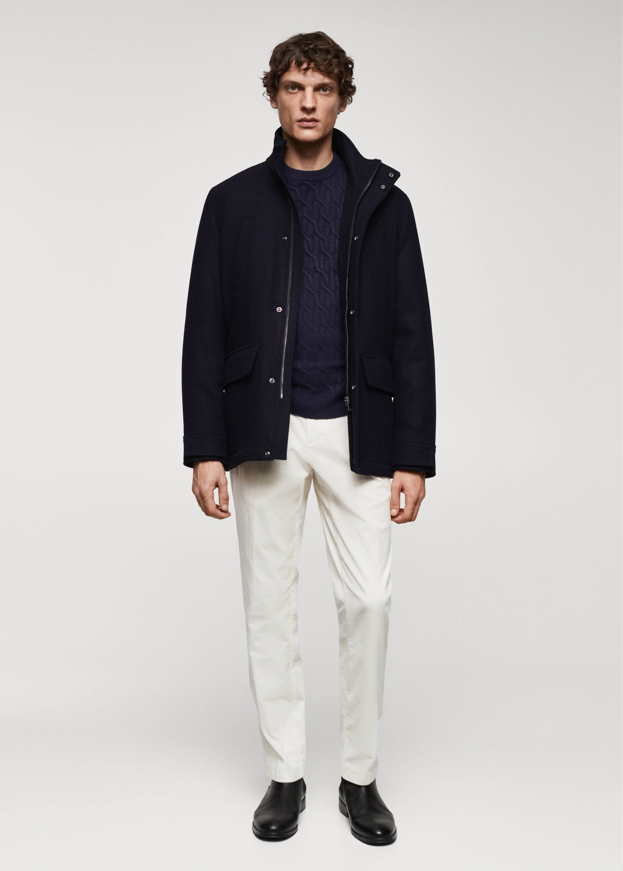 Manteau laine court poches - Plan général