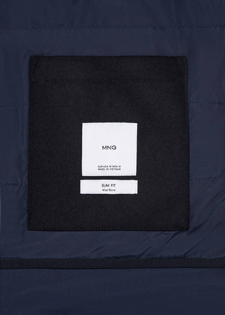 Wool funnel neck coat — Dark Navy