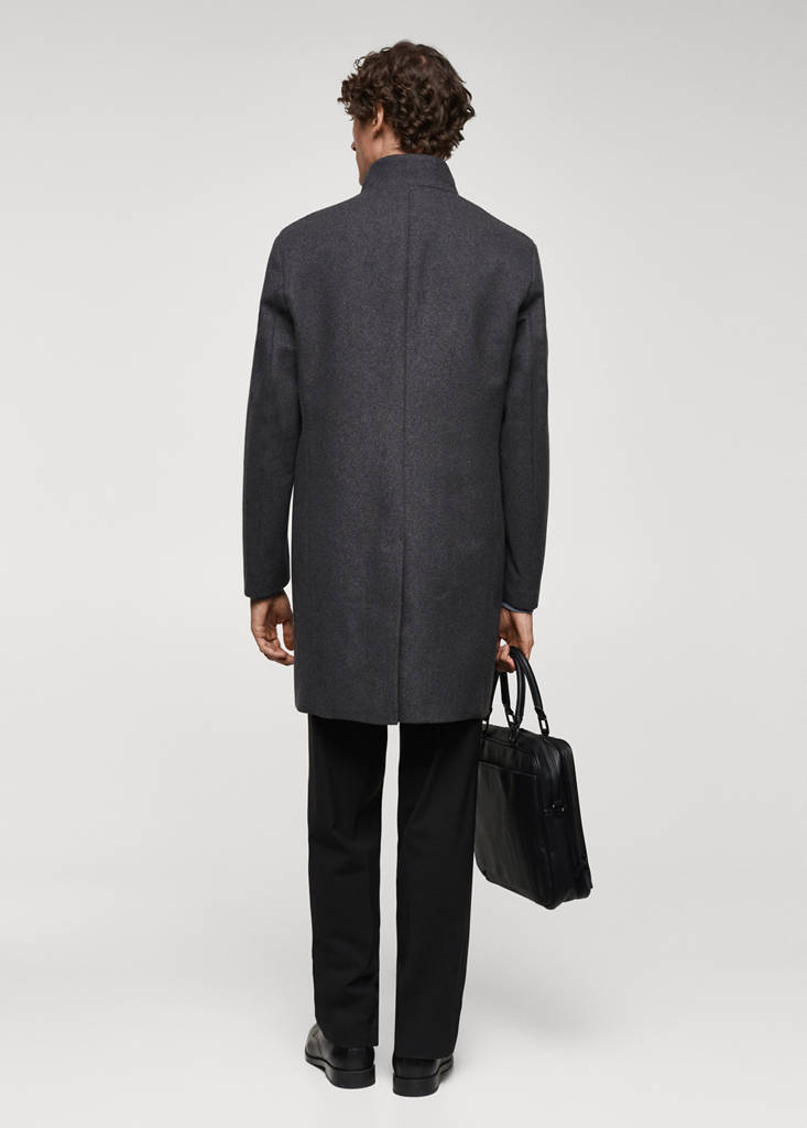 Wool funnel neck coat — Medium Heather Grey