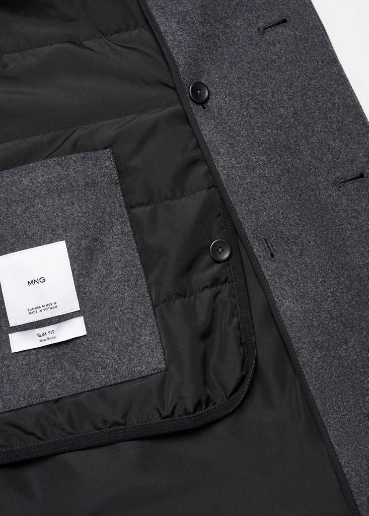 Wool funnel neck coat — Medium Heather Grey
