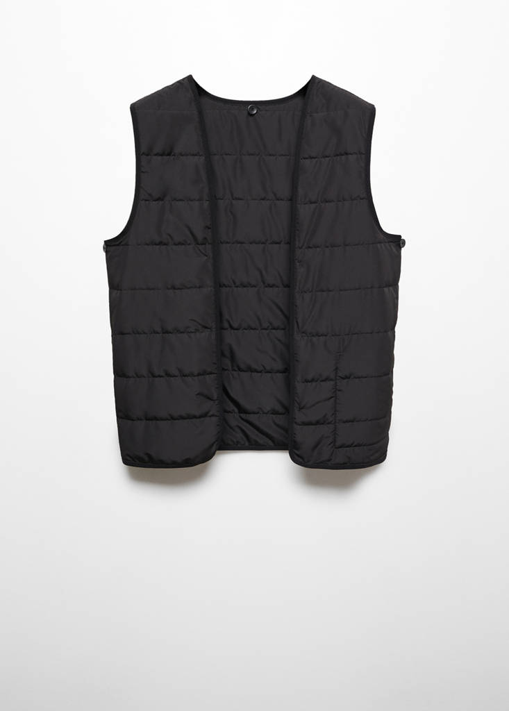 Wool funnel neck coat — Black