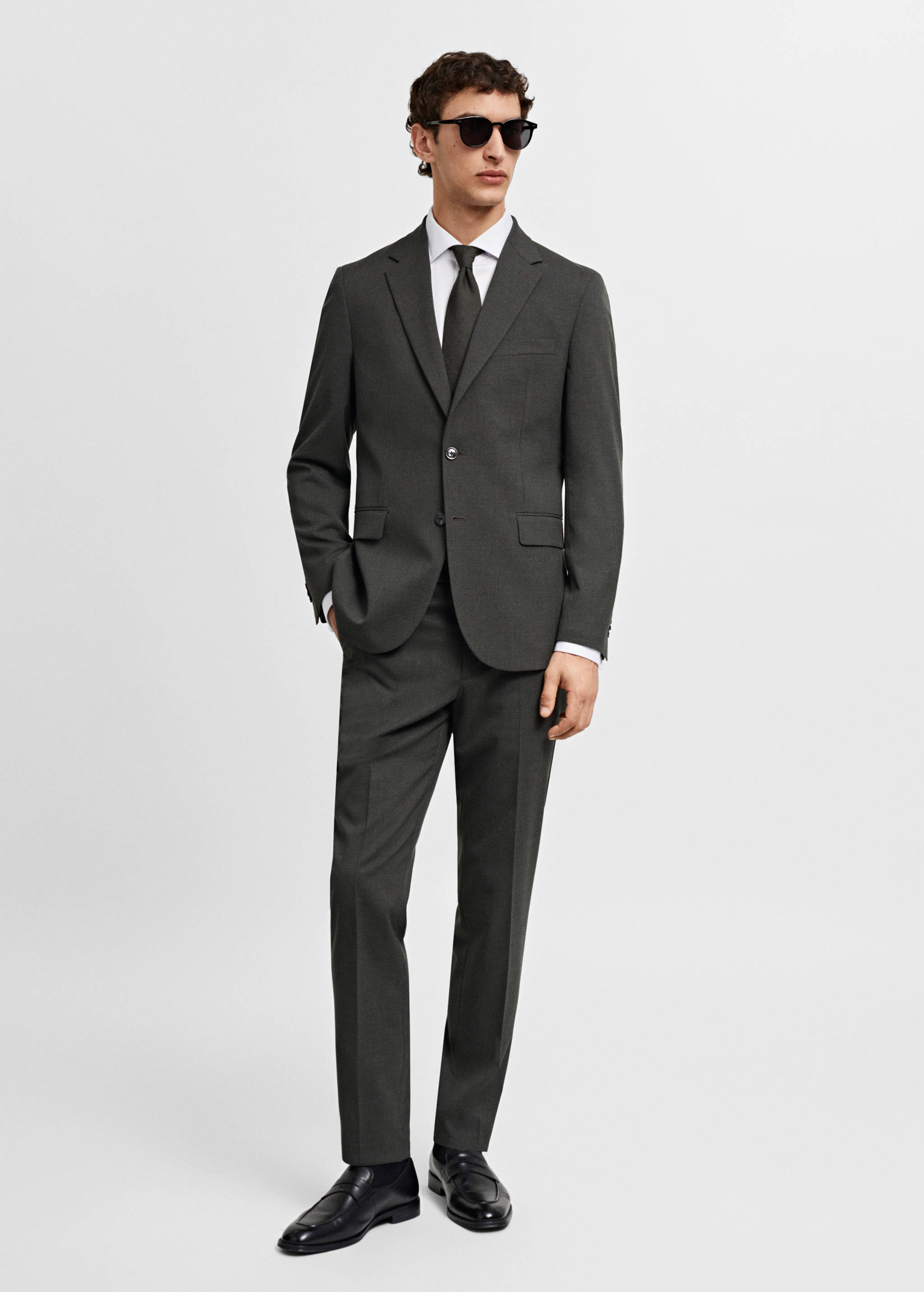 Stretch-fabric slim-fit suit blazer - General plane