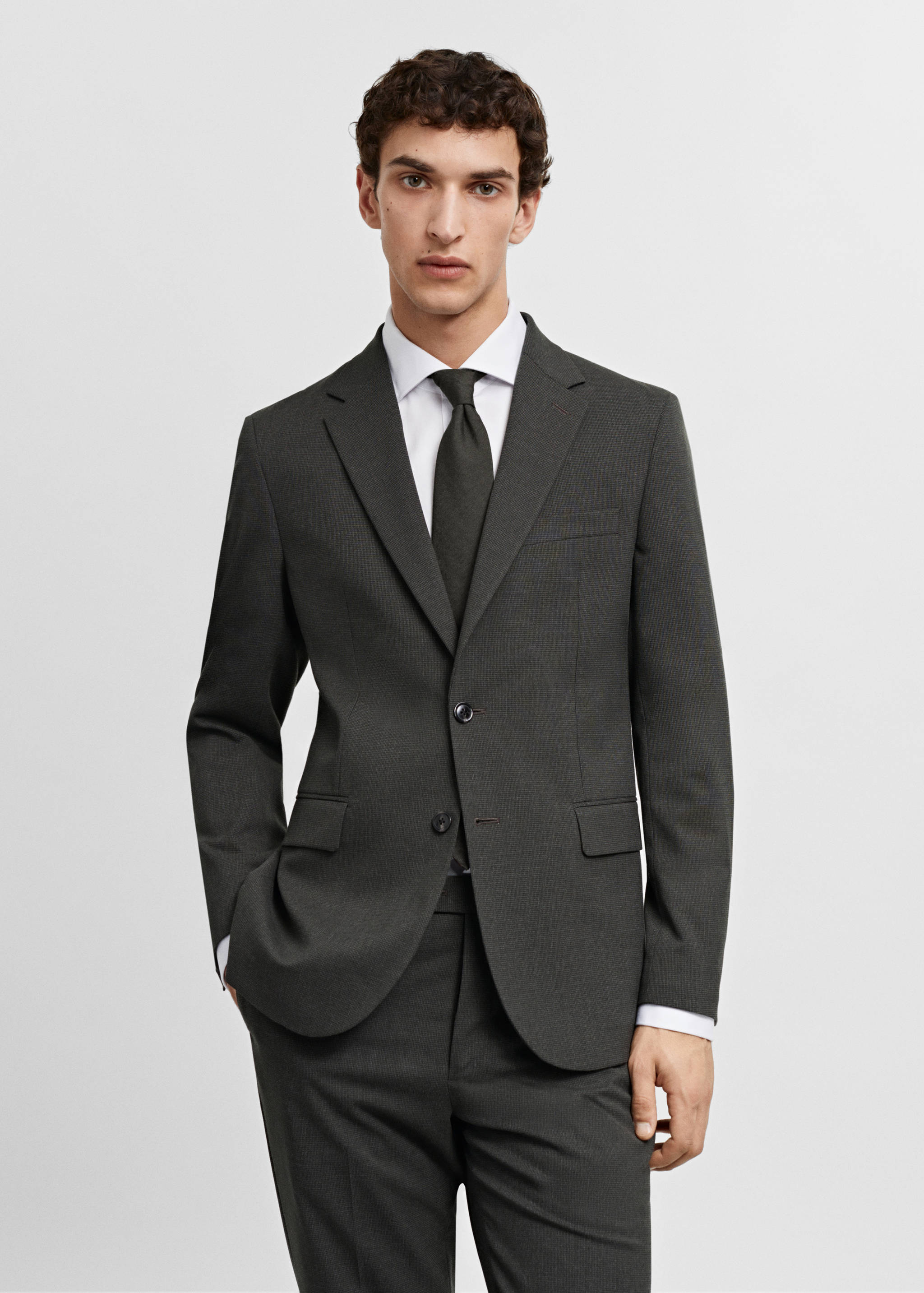 Stretch-fabric slim-fit suit blazer - Medium plane