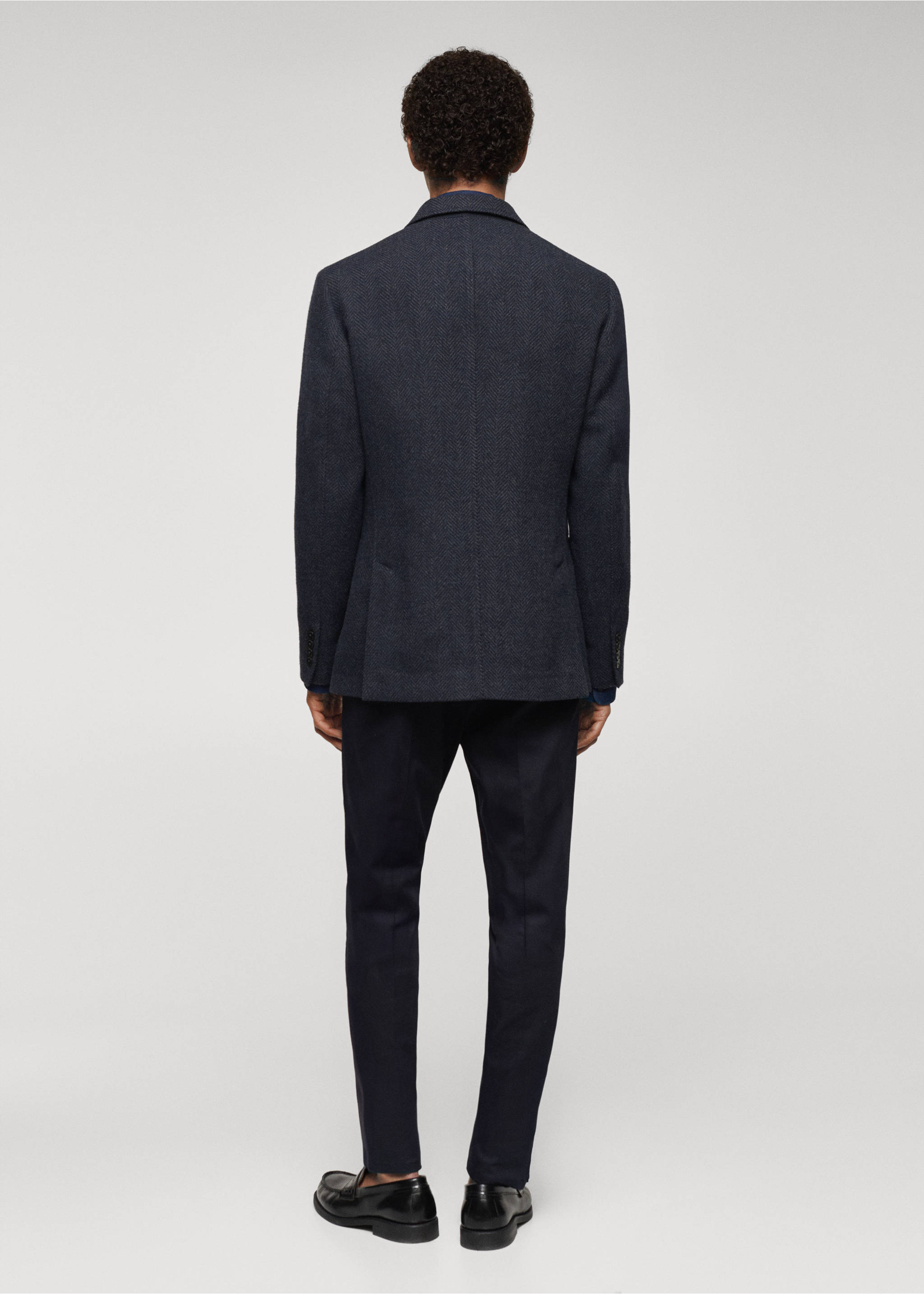 Americana slim fit lana espiga - Reverso del artículo, Azul. Ref: 67020635-00.