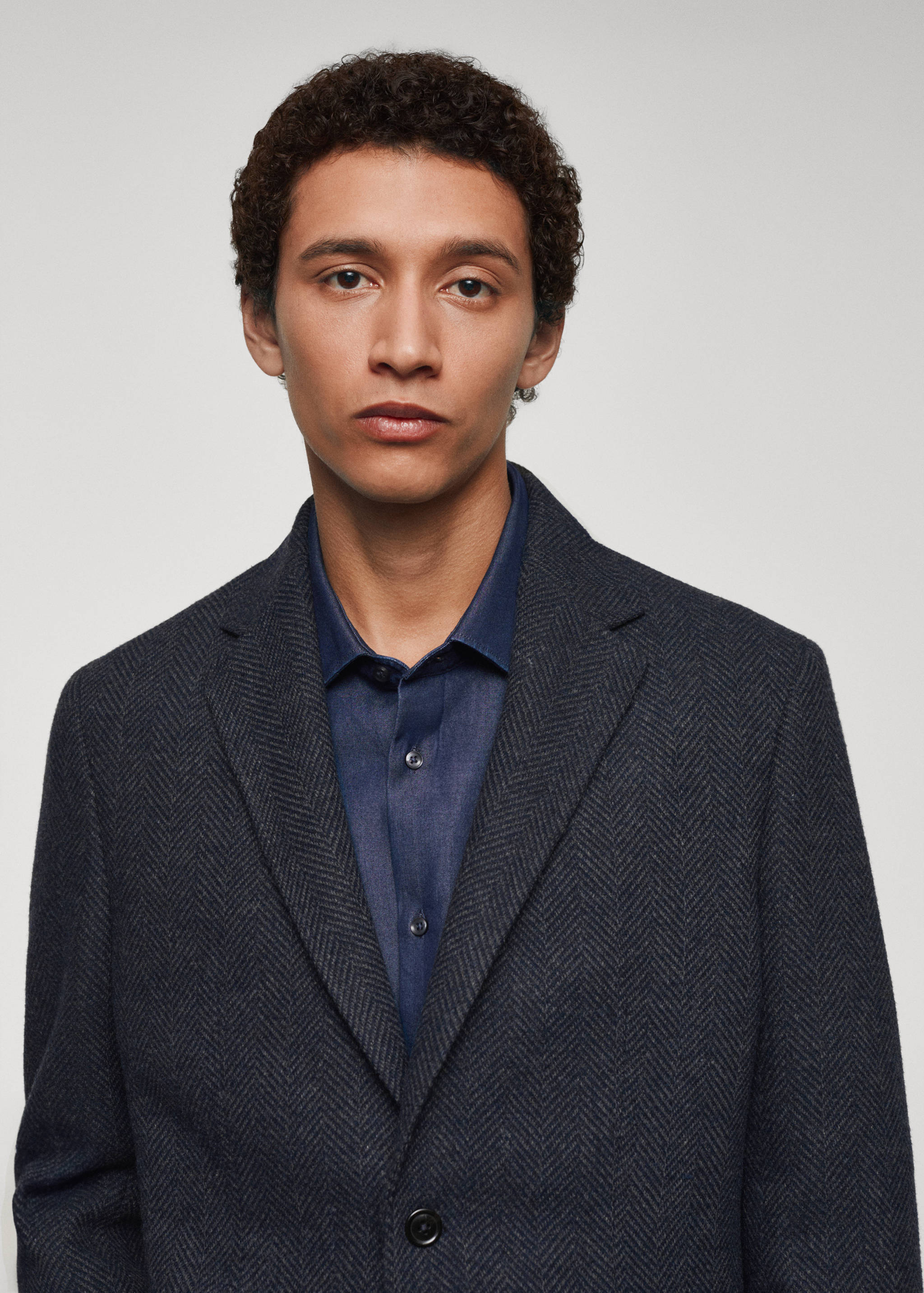 Slim-fit herringbone wool suit jacket - Details of the article 1