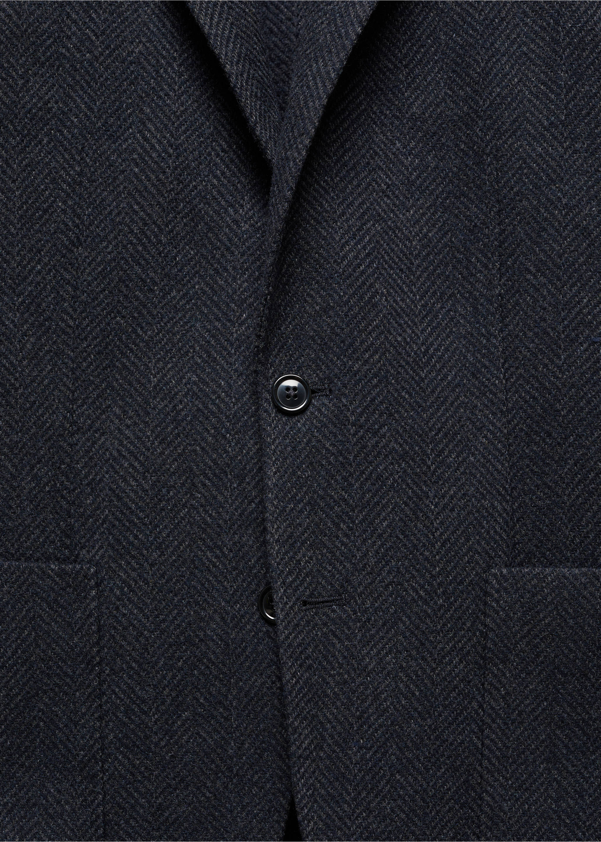 Americana slim fit lana espiga - Detalle del artículo 8, Azul. Ref: 67020635-00.
