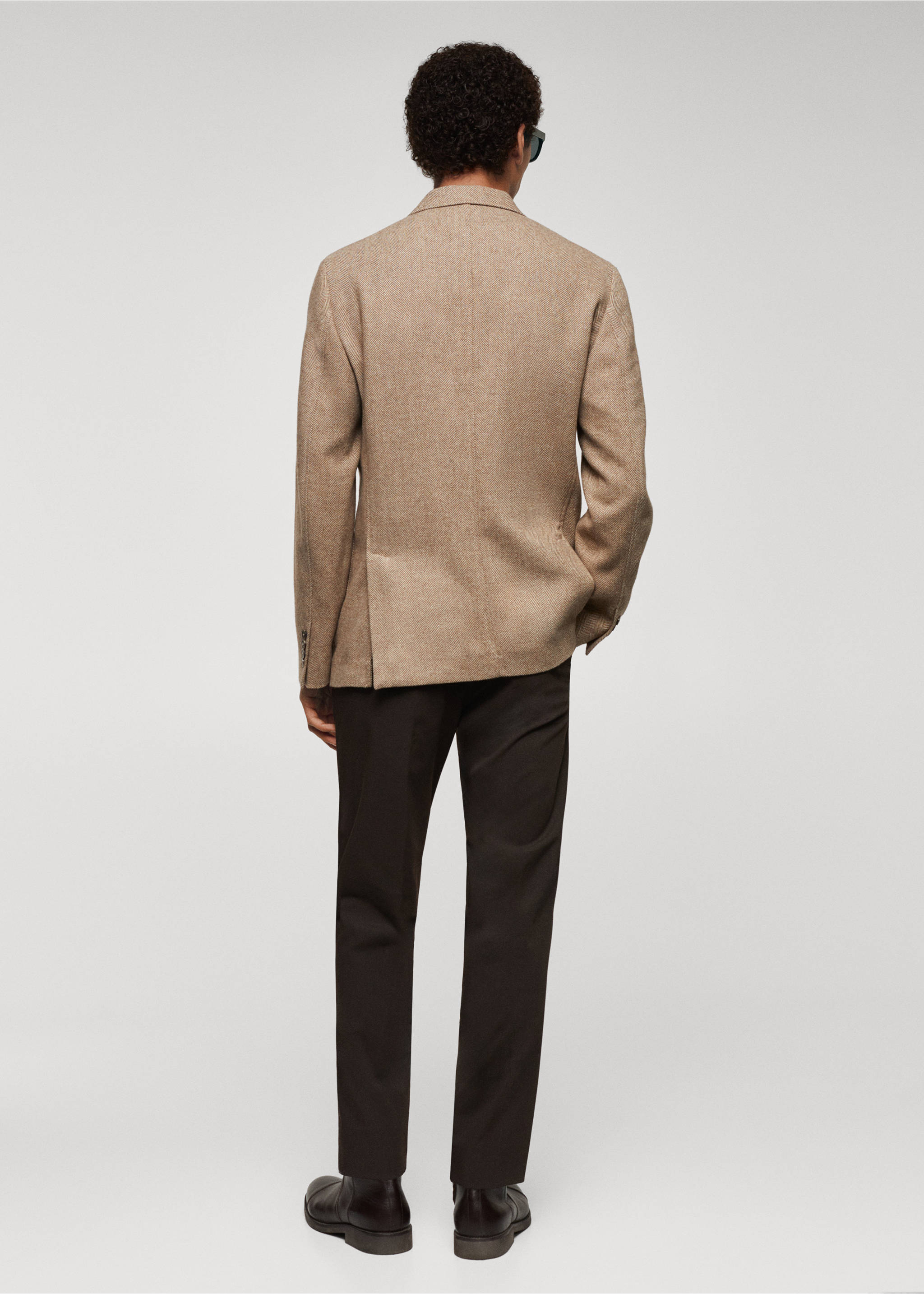 Americana slim fit lana espiga - Reverso del artículo, Beige. Ref: 67020636-00.
