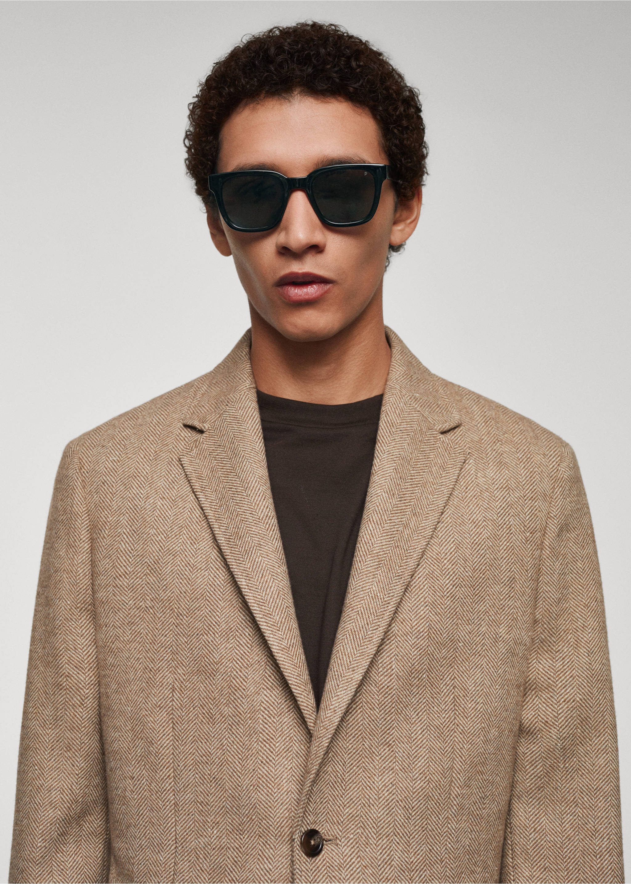 Americana slim fit lana espiga - Detalle del artículo 1, Beige. Ref: 67020636-00.