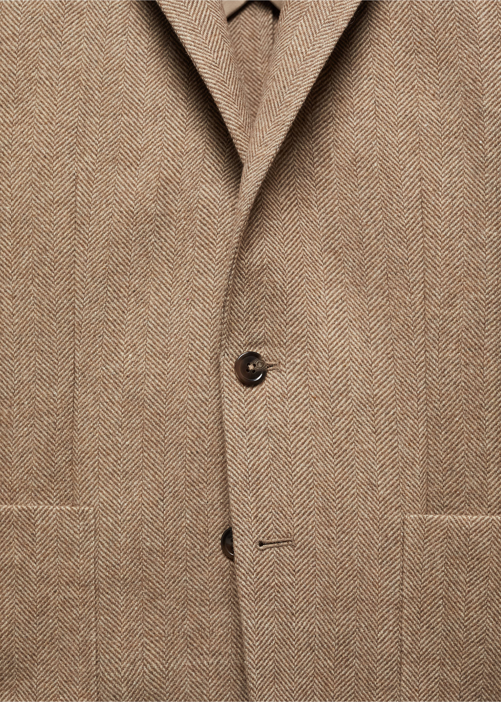 Americana slim fit lana espiga - Detalle del artículo 8, Beige. Ref: 67020636-00.