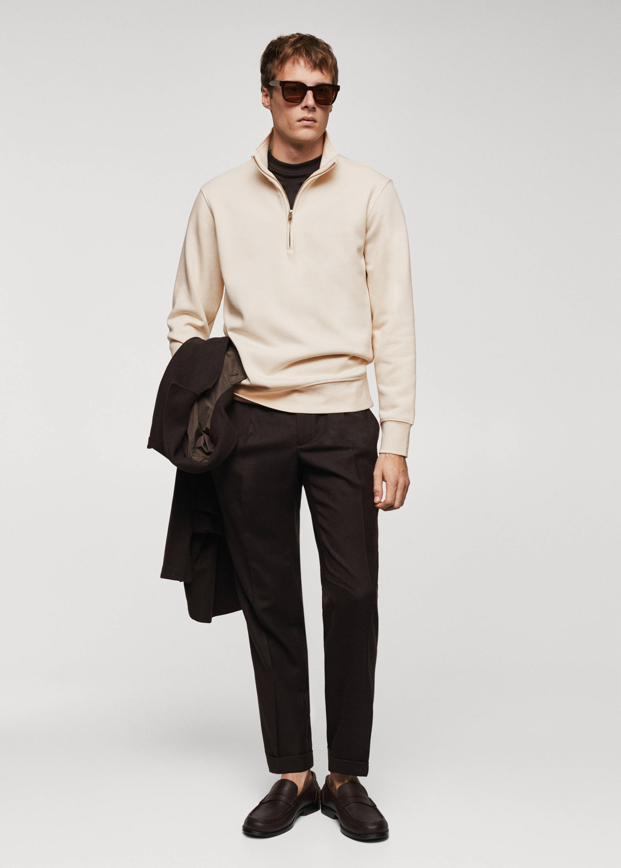 Cotton sweatshirt with zipper neck - General plane