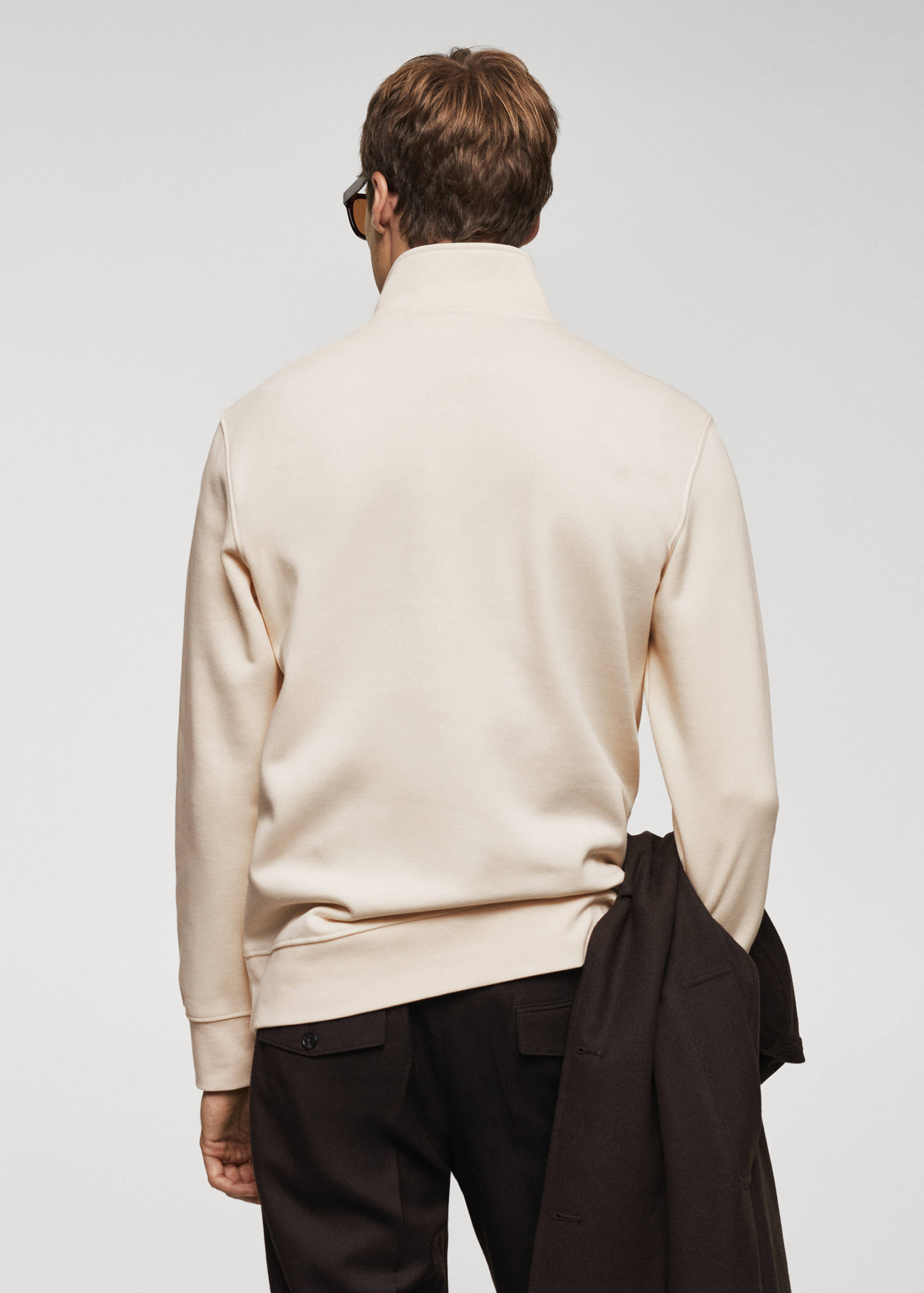 Cotton sweatshirt with zipper neck - Reverse of the article