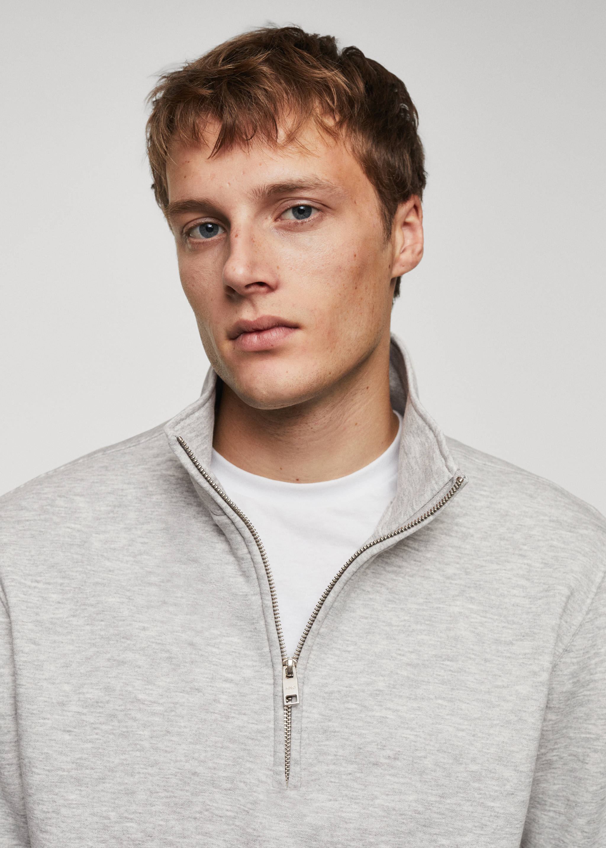 Cotton sweatshirt with zipper neck - Details of the article 1