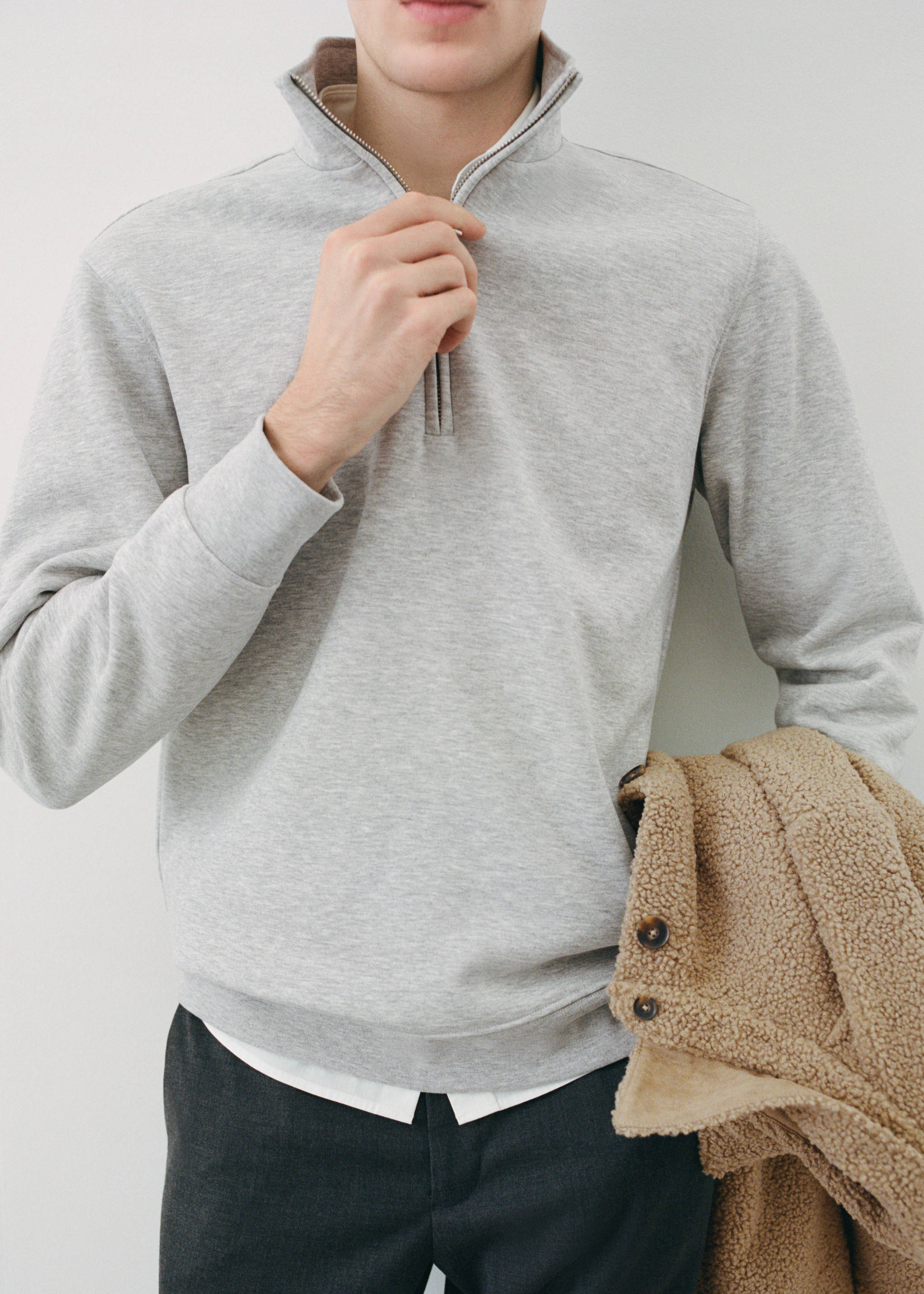 Cotton sweatshirt with zipper neck - Details of the article 6