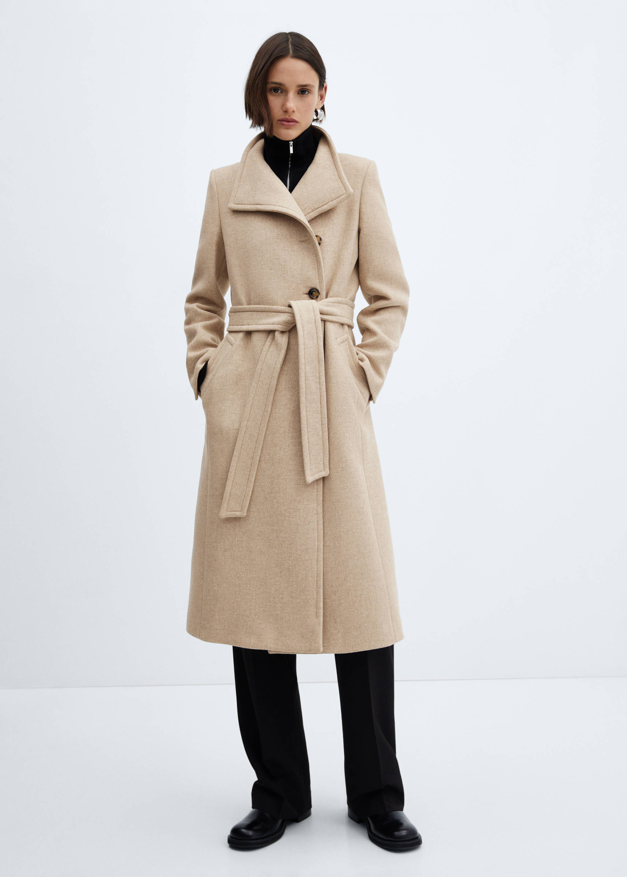 Manteco wool coat with belt - General plane