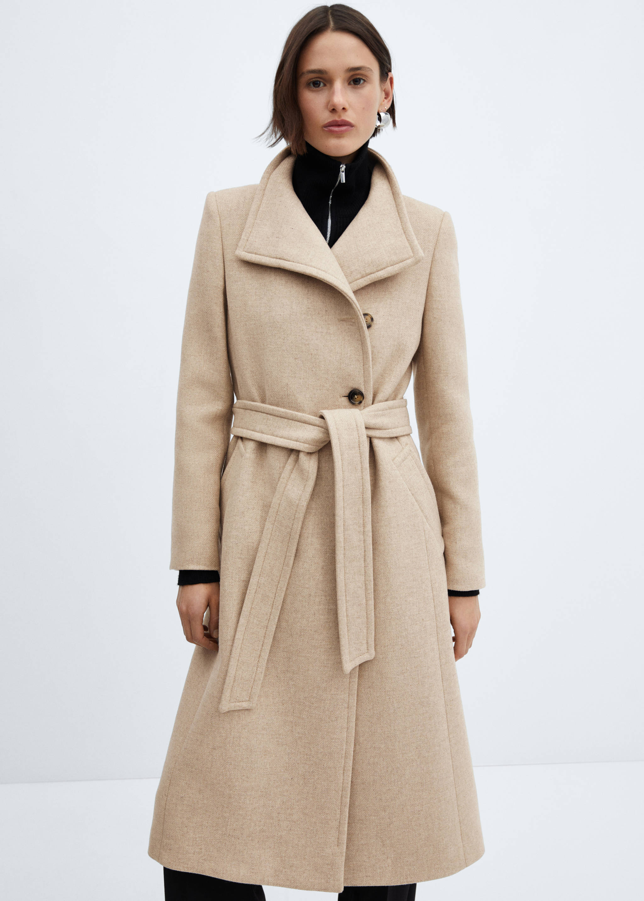 Manteco wool coat with belt - Medium plane