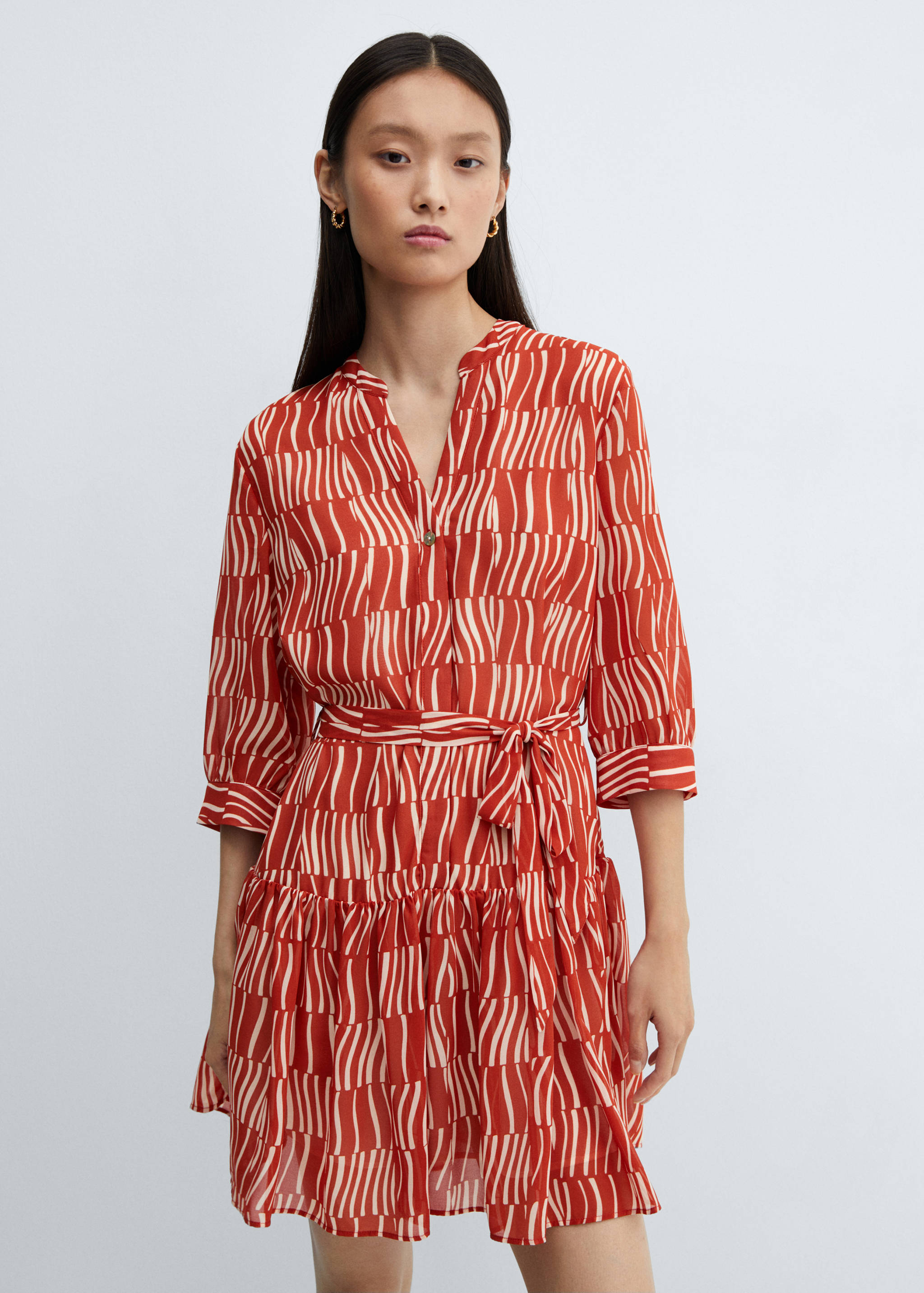 Vestido estampado lazo - Plano medio