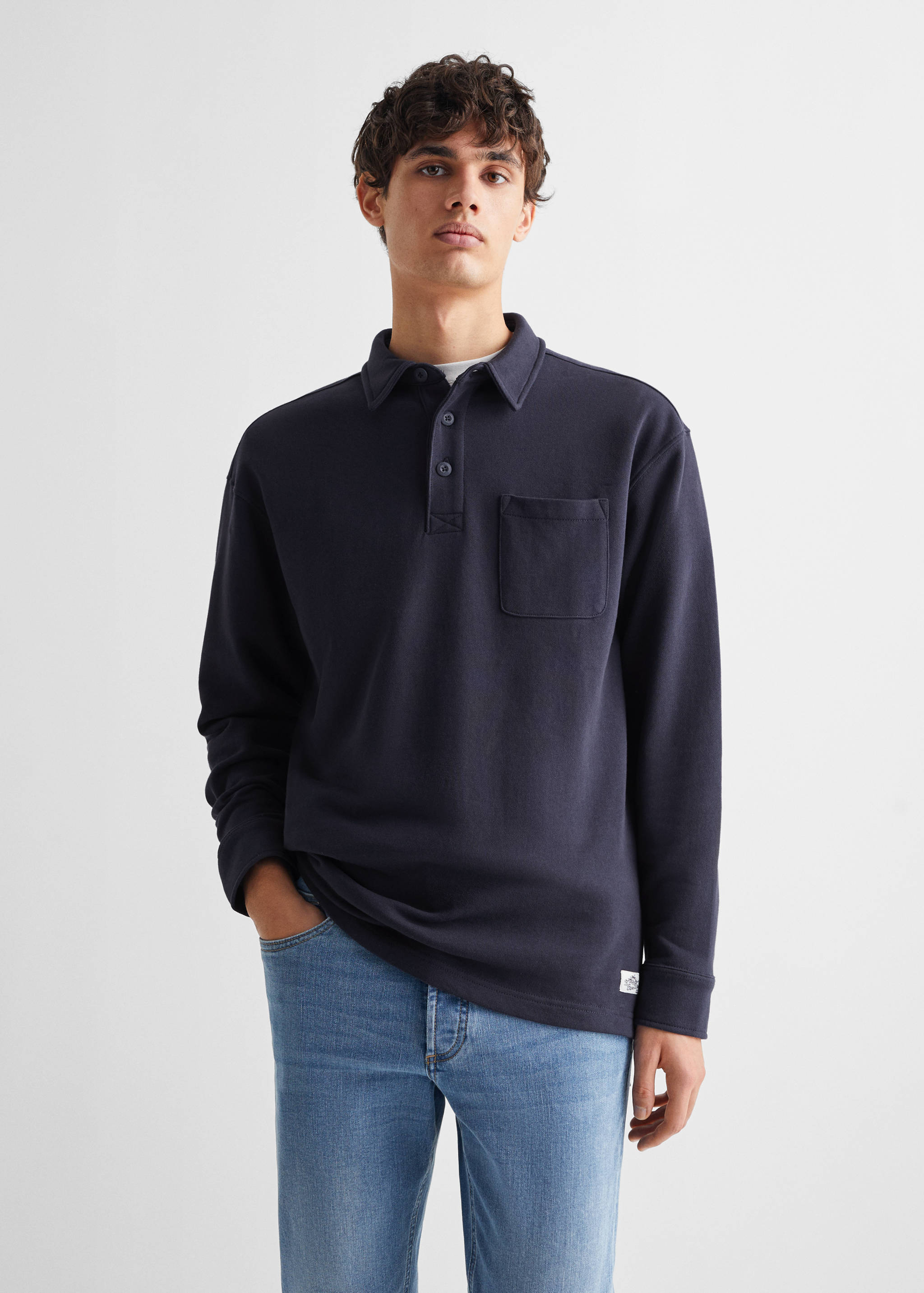Long sleeves cotton polo - Medium plane