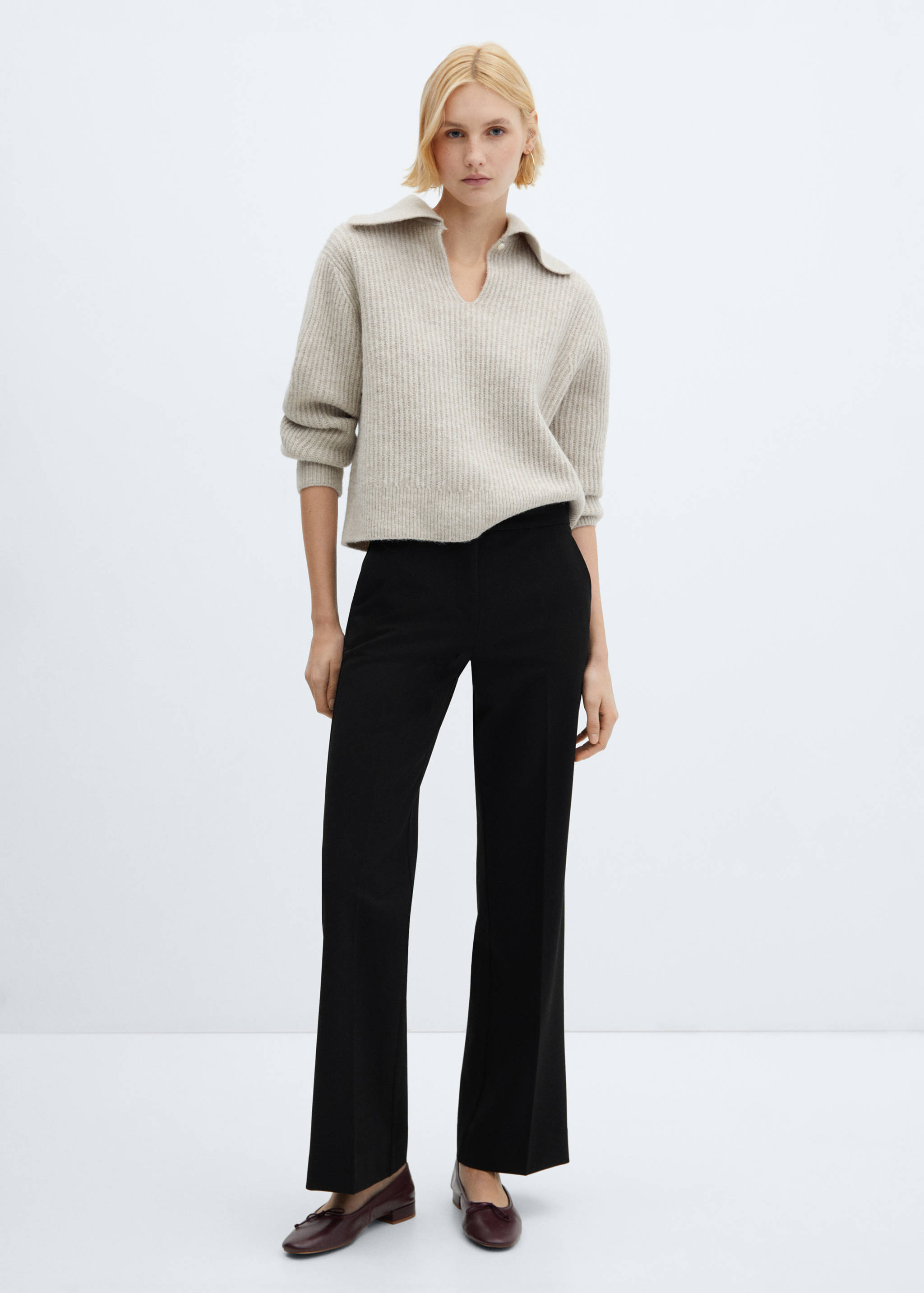 Mid-rise wide leg pants - General plane