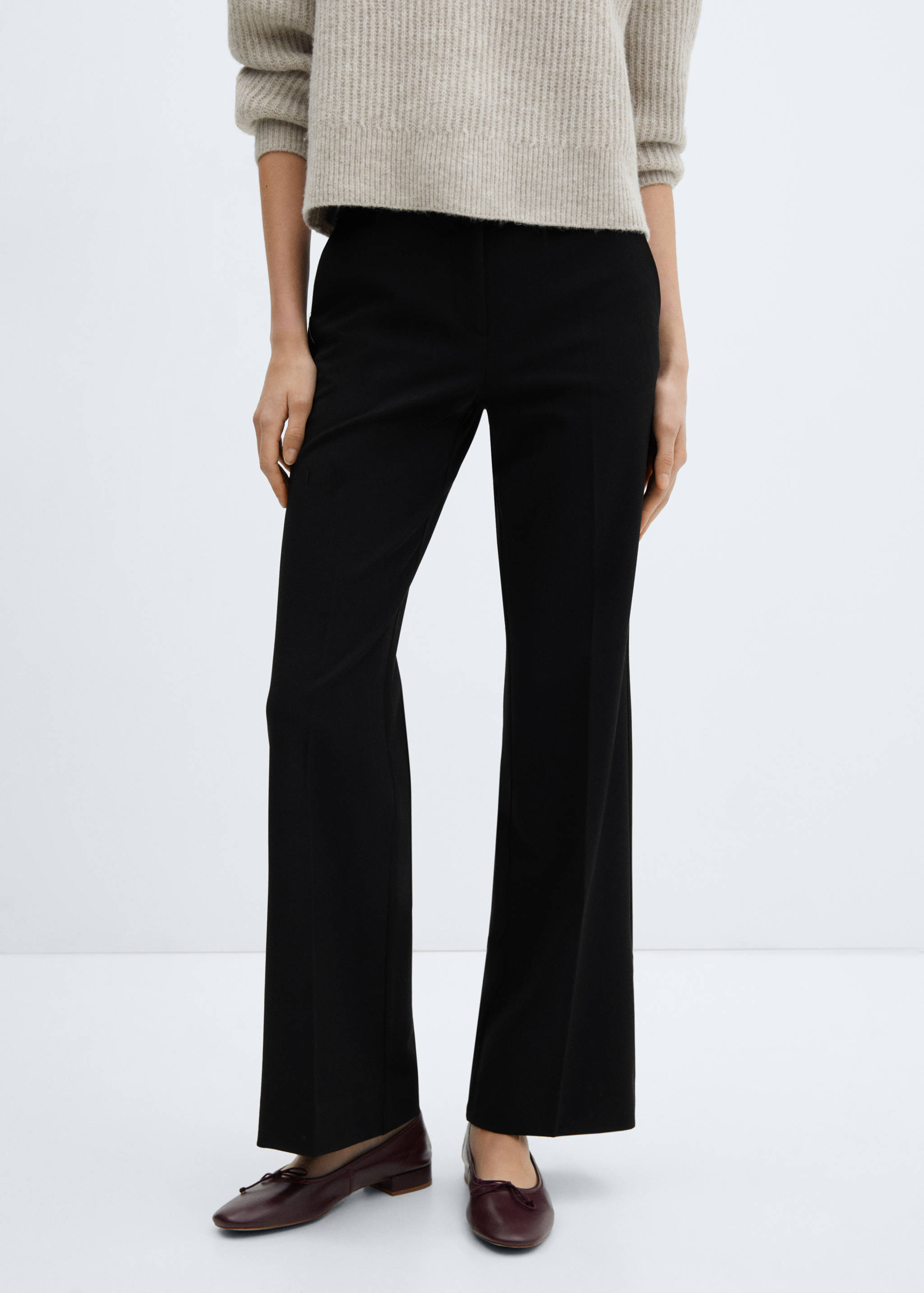 Mid-rise wide leg pants - Medium plane