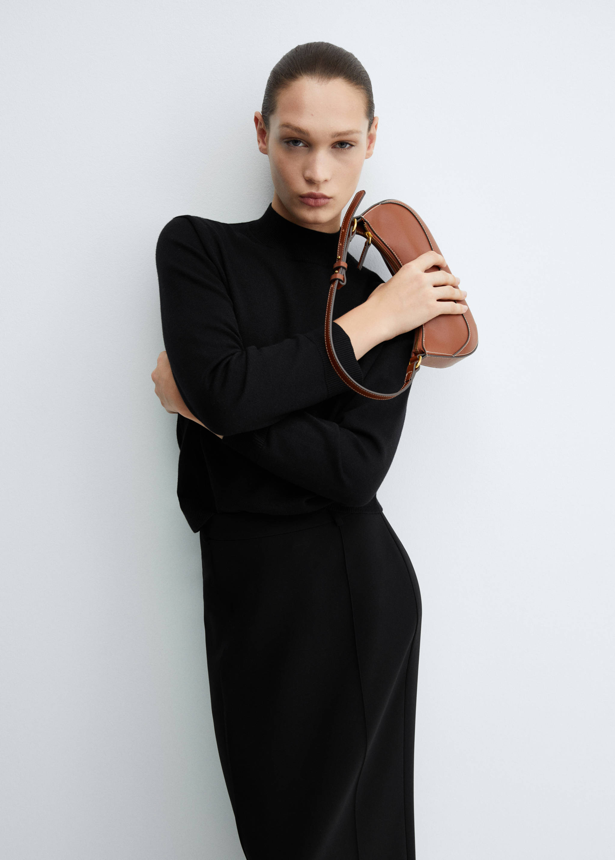 Knitted sweater with perkins neck - Details of the article 2