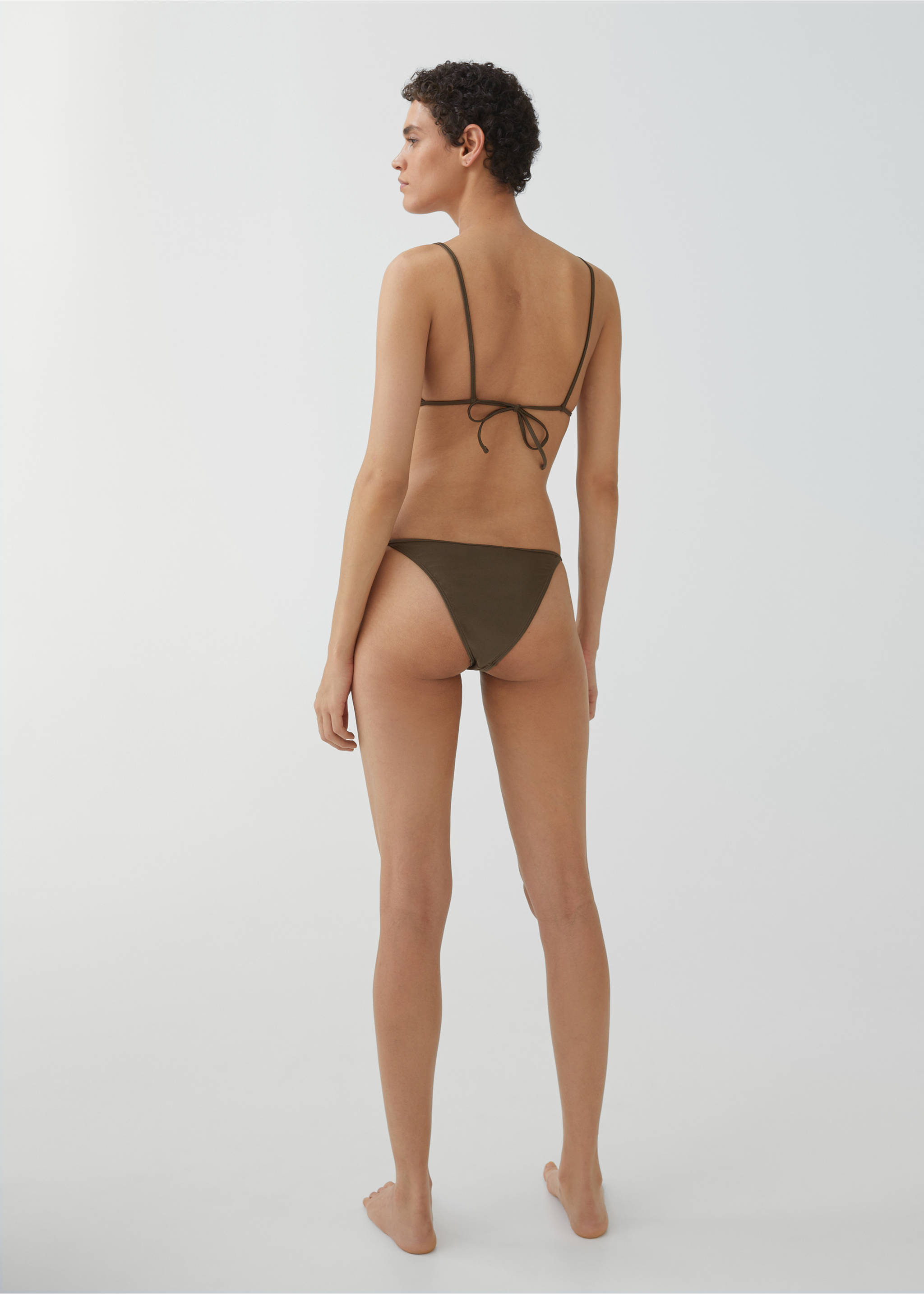 Cheeky bikini knickers with metallic detail - Reverse of the article, Olive Green. Ref: 67024016-00.