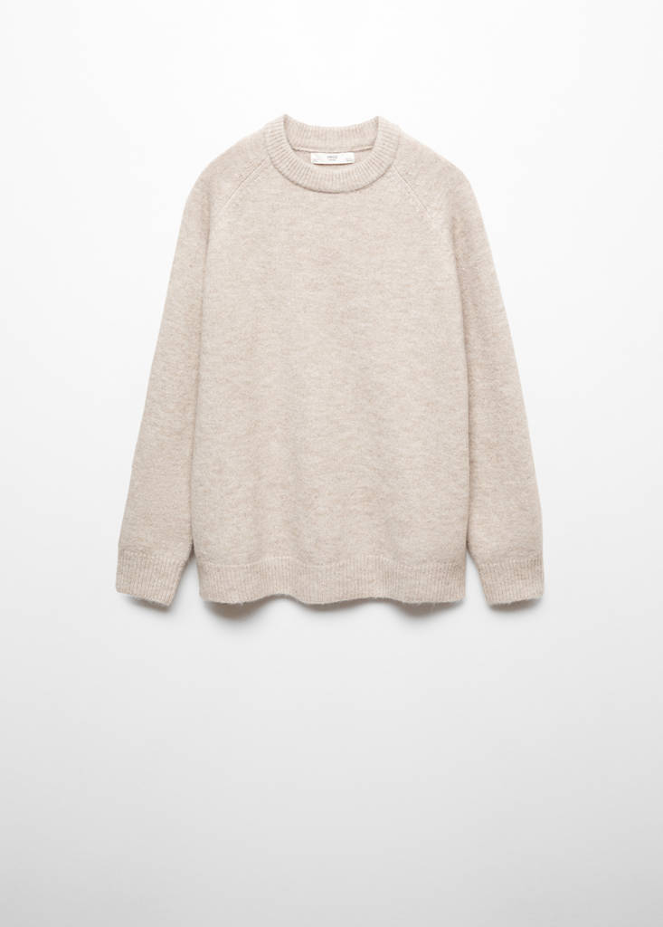 Round-neck knitted sweater — Beige