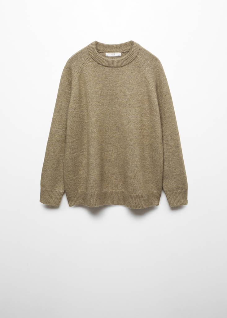 Round-neck knitted sweater — Brown