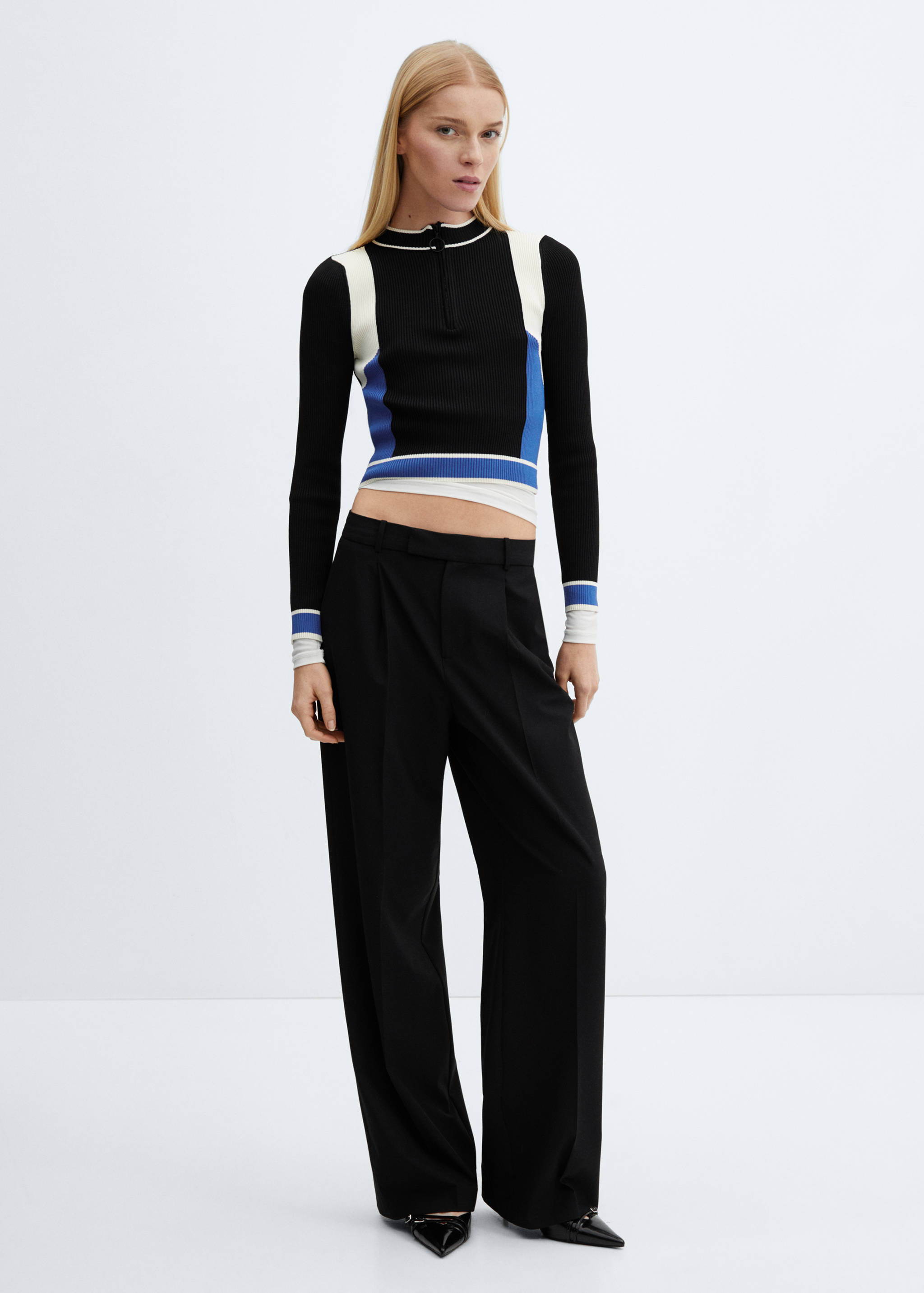 Ribbed sweater with zip - General plane