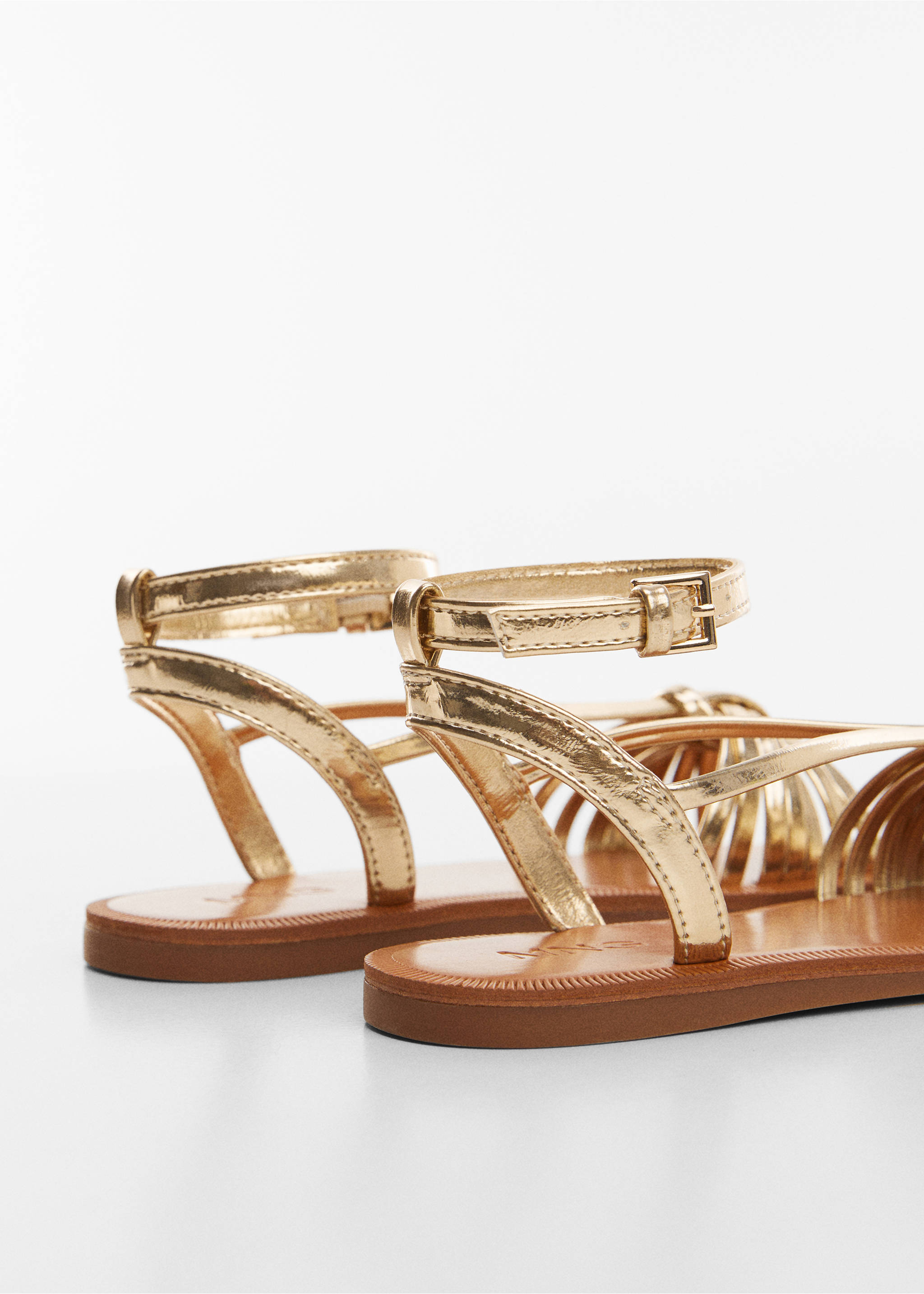 Ruched strips sandals - Details of the article 1, Gold. Ref: 67024445-00.
