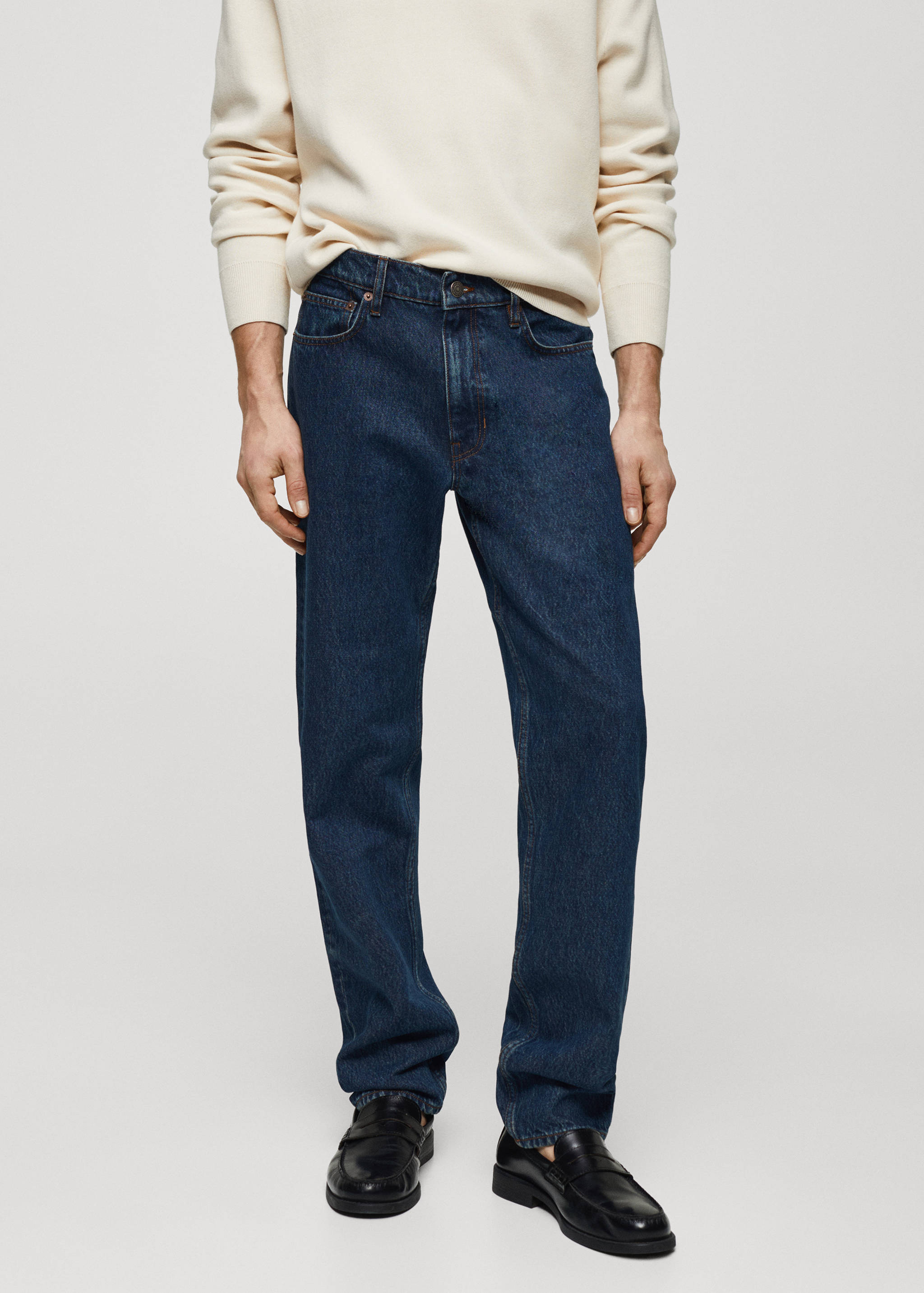 Straight-fit jeans met donkere wassing - Middenvlak
