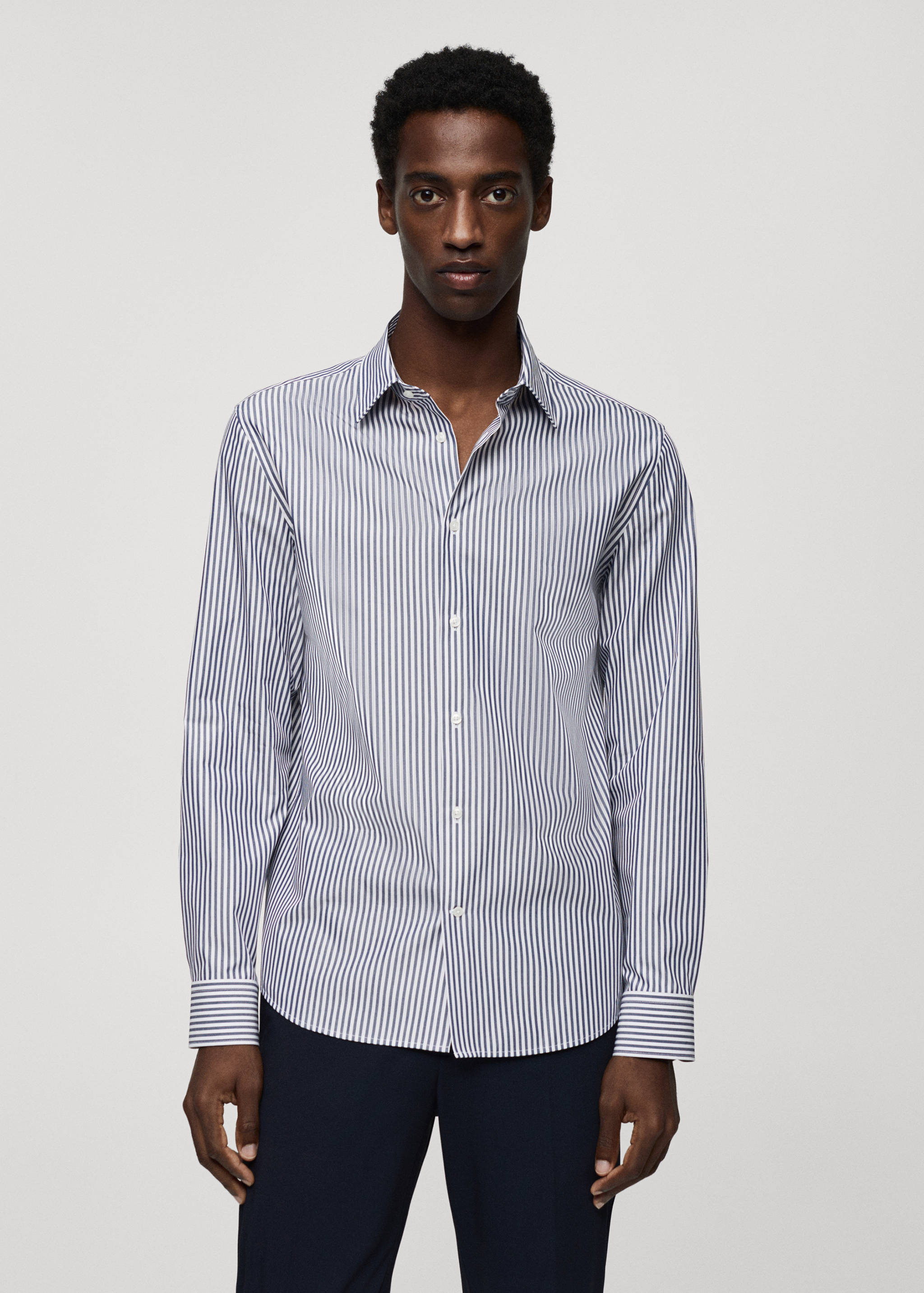 Slim-fit striped Coolmax® shirt - Medium plane
